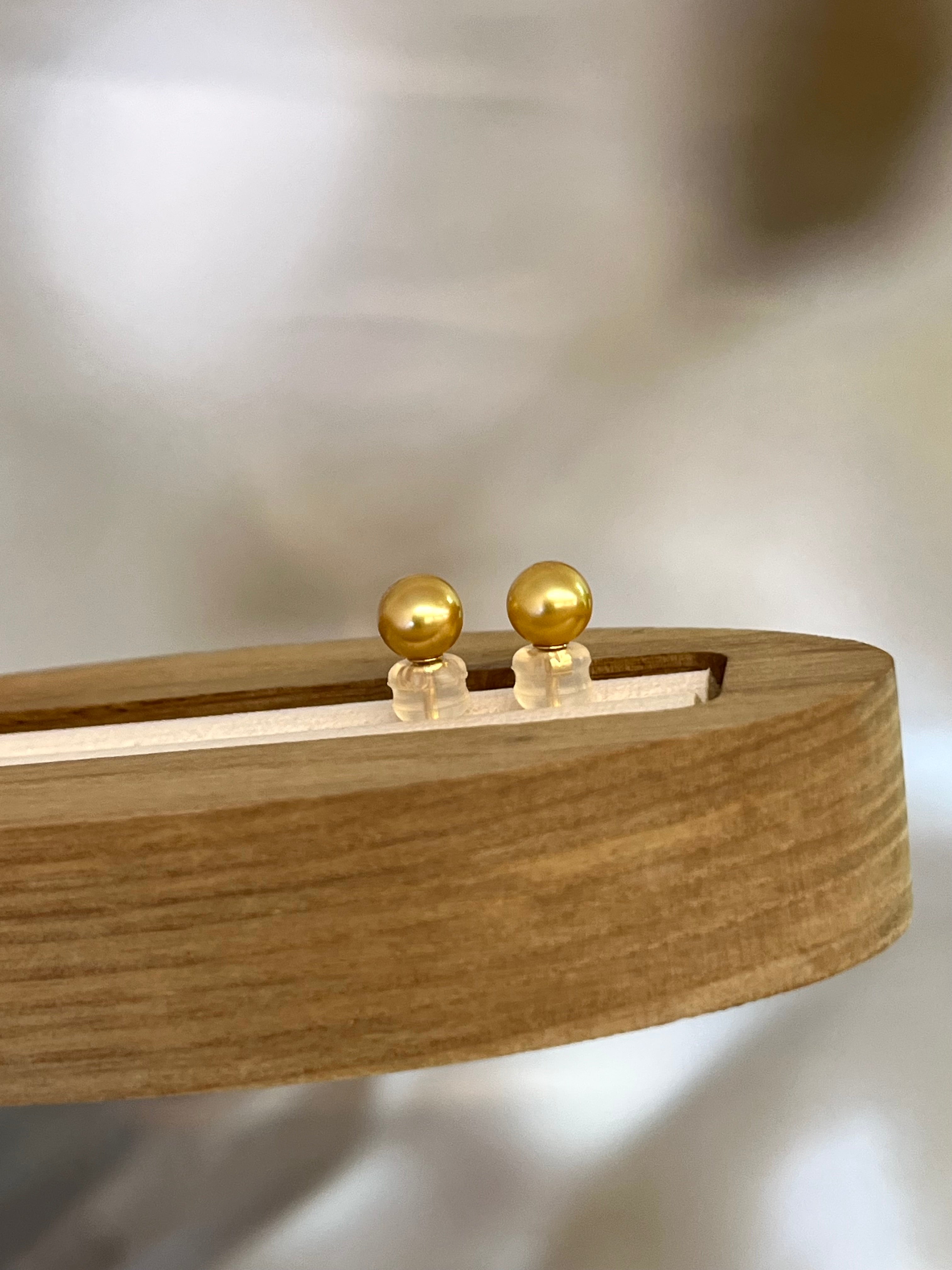 5mm Golden South Sea Cultured Pearl Earrings  in 18K Yellow Gold