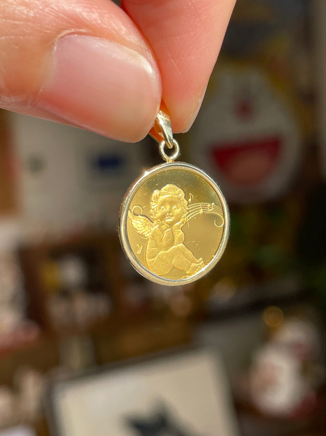 24K Cherub Angel Gold Coin Pendant