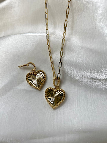k18 Laser-Faceted Heart Pendants