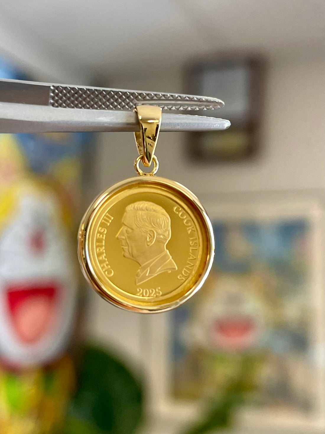 24K Zodiac Snake Gold Coin Pendant