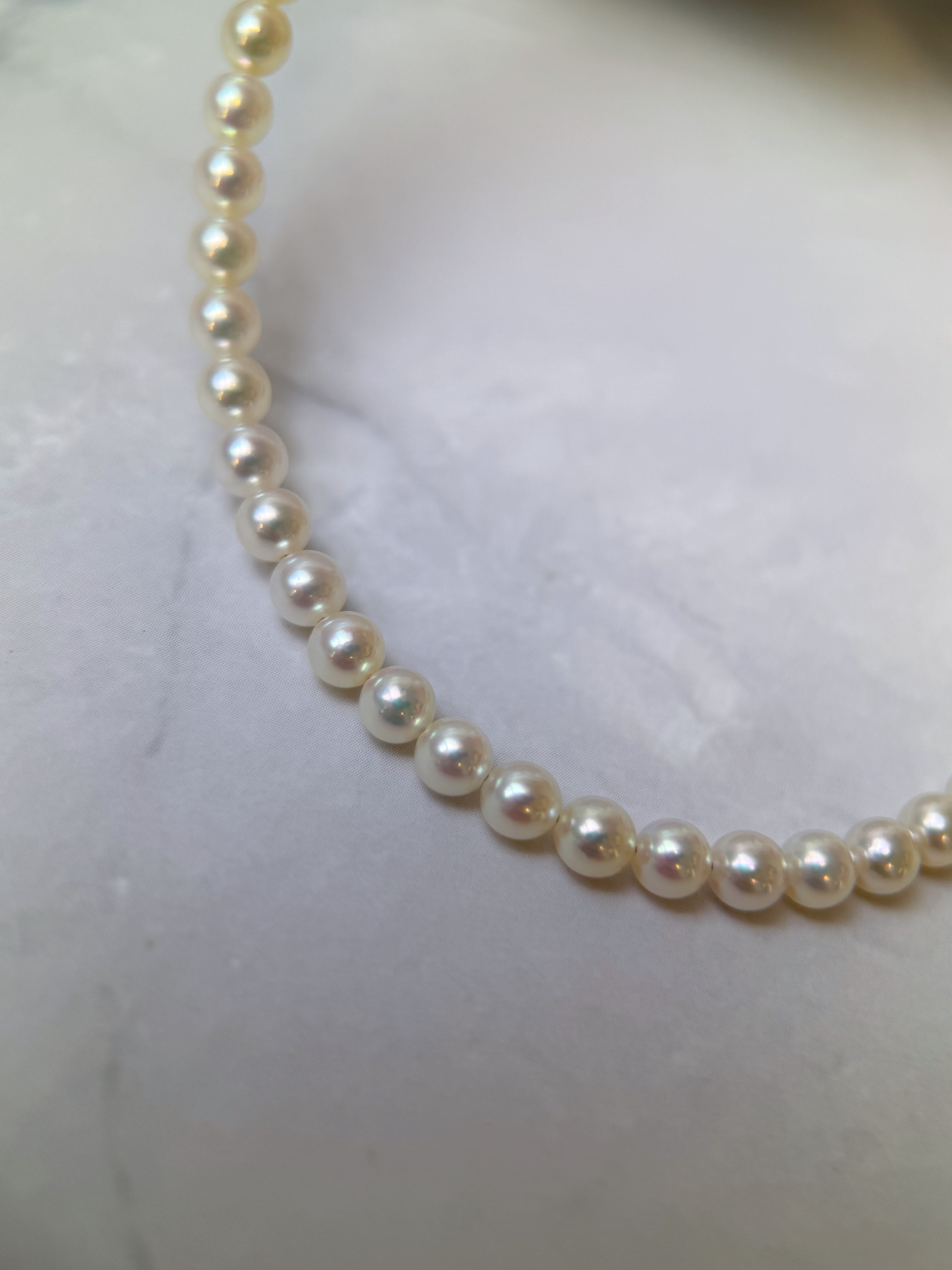 3.5-4mm Japanese Akoya Light Golden Pearl Necklace - AAA Quality
