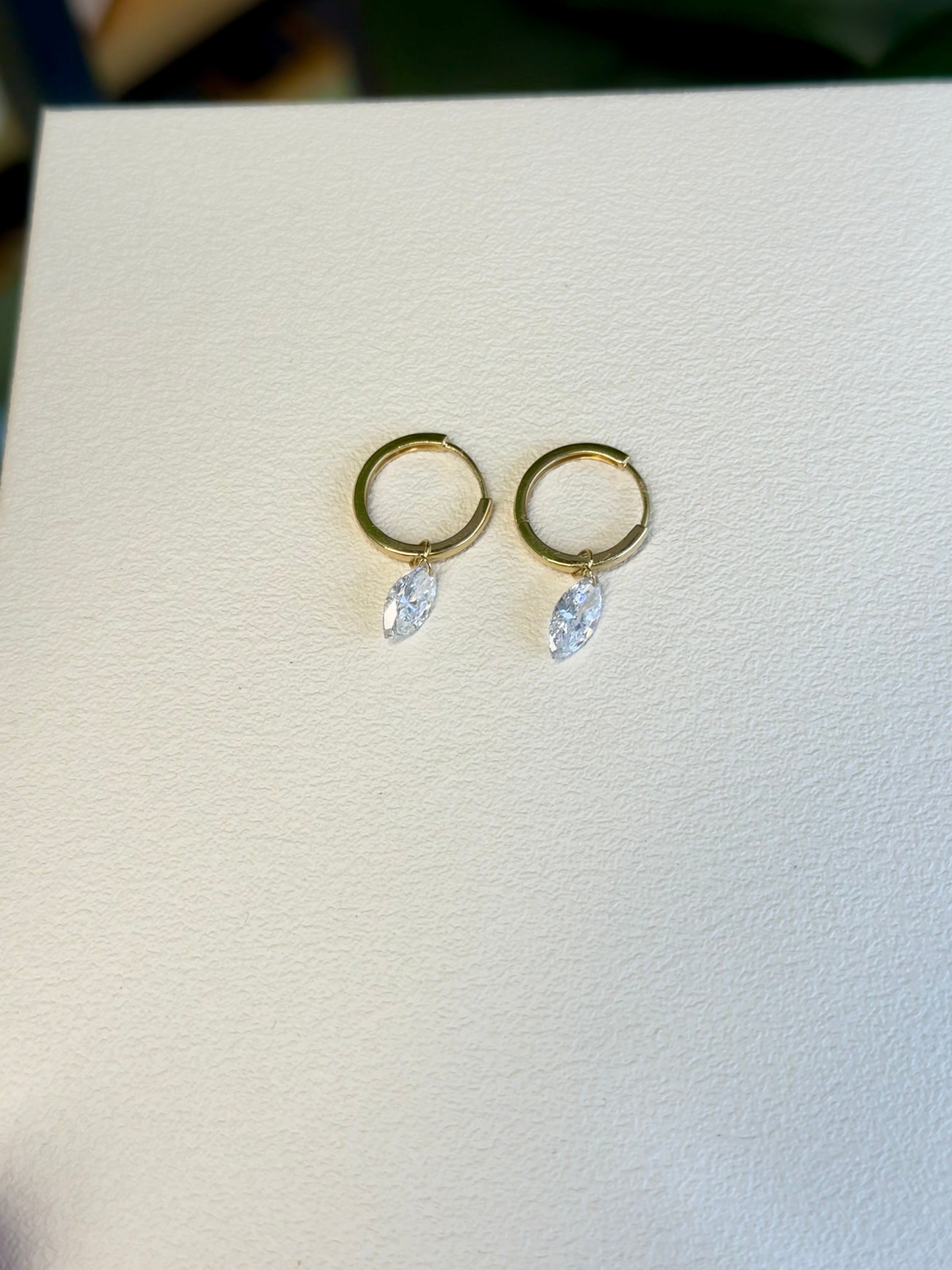 Marquise Diamond Dangle Hoop Earrings 1CT