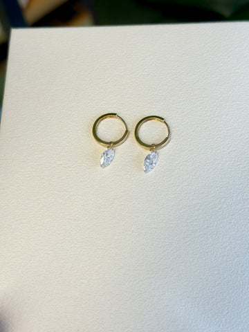 Marquise Diamond Dangle Hoop Earrings 1CT