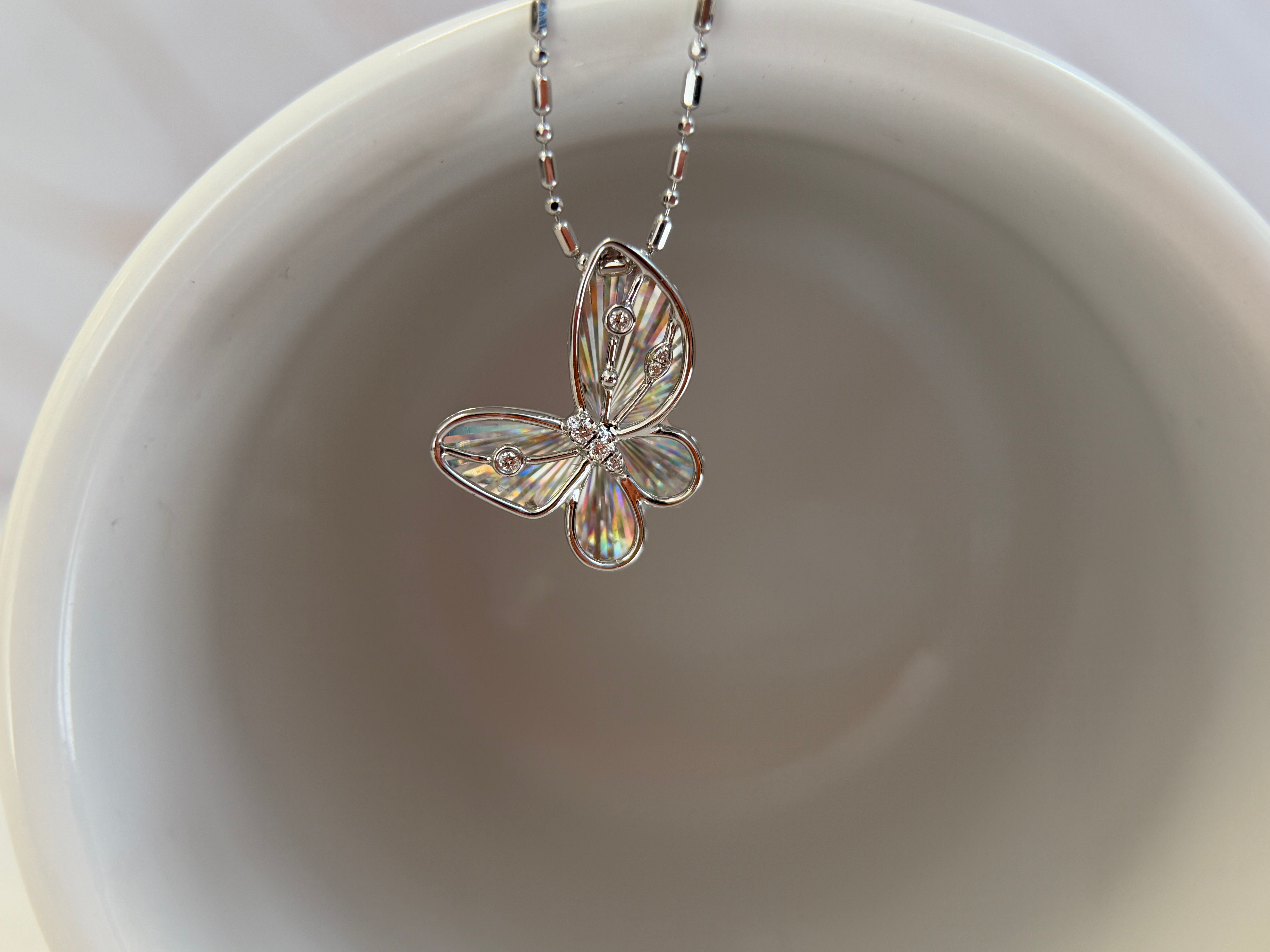 Platinum Laser-Carved Butterfly Pendant With Diamond（Pendant Only）
