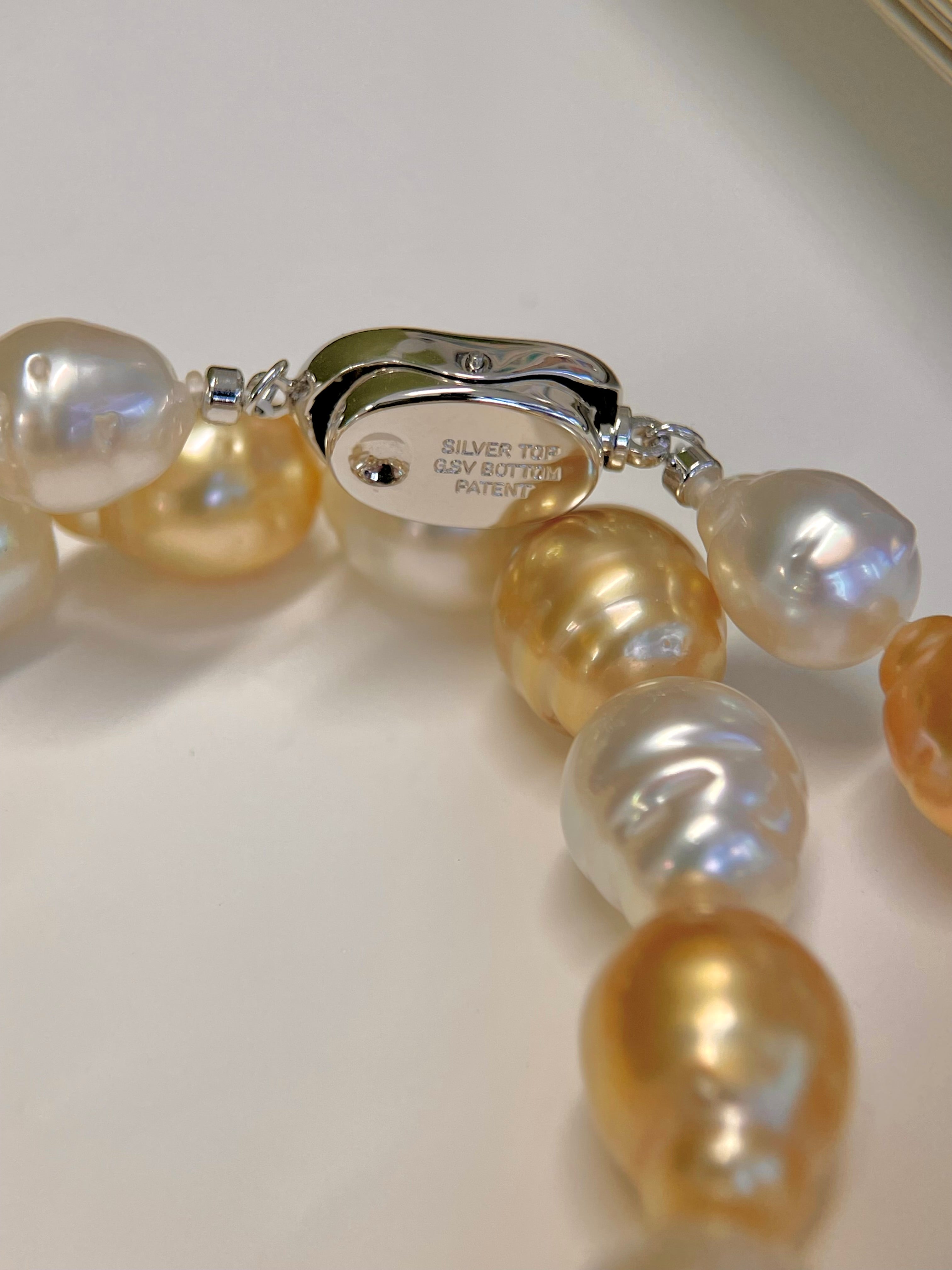 9-11mm Two-Tone White & Gold South Sea Cultured Pearl Strand