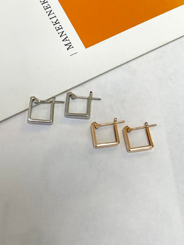 Square Earrings In 18K Rose Gold&Platinum