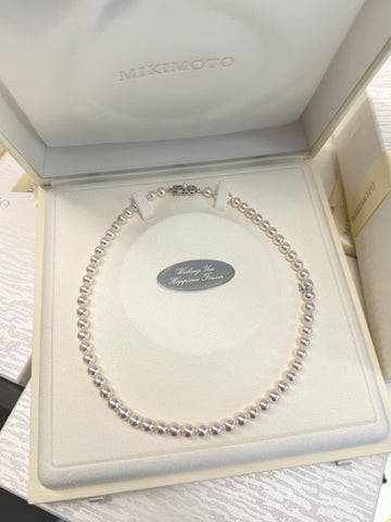 Mikimoto Akoya Cultured Pearl Full Strand Necklace With 18K Clasp 6.5-7mm Q2