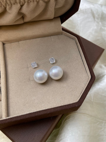 12.5mm White Southsea Cultured Pearl Stud Earring