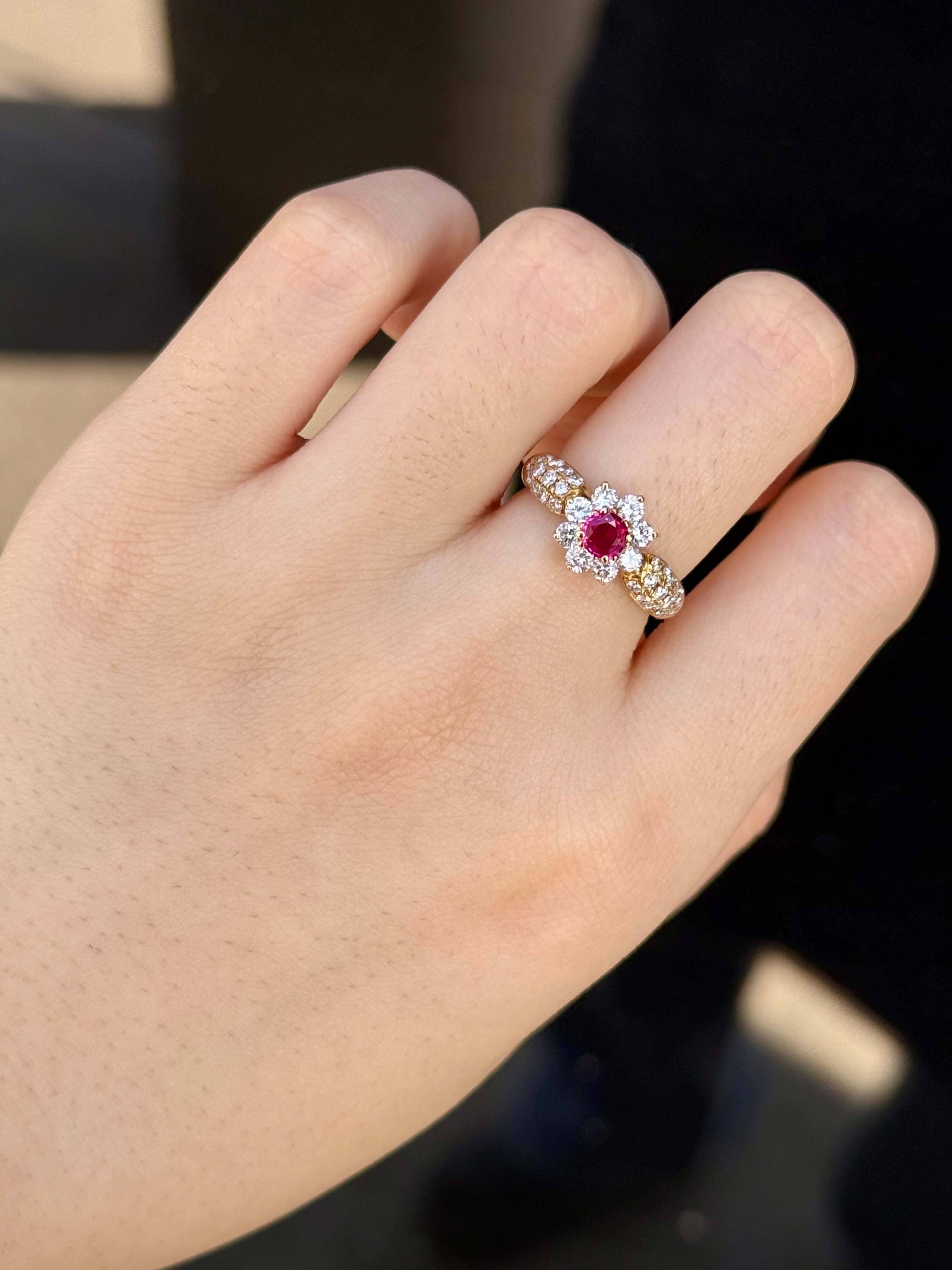 0.28CT Ruby Ring In 18K Yellow Gold