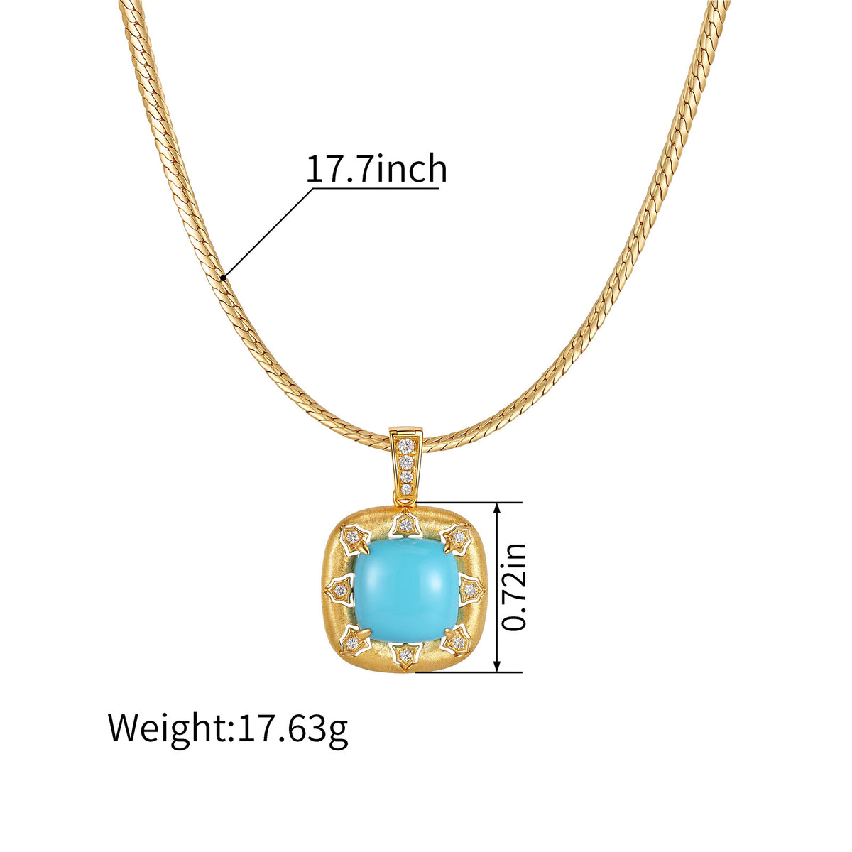5.83CT Natural Turquoise Diamond Pendant Necklace in 18K