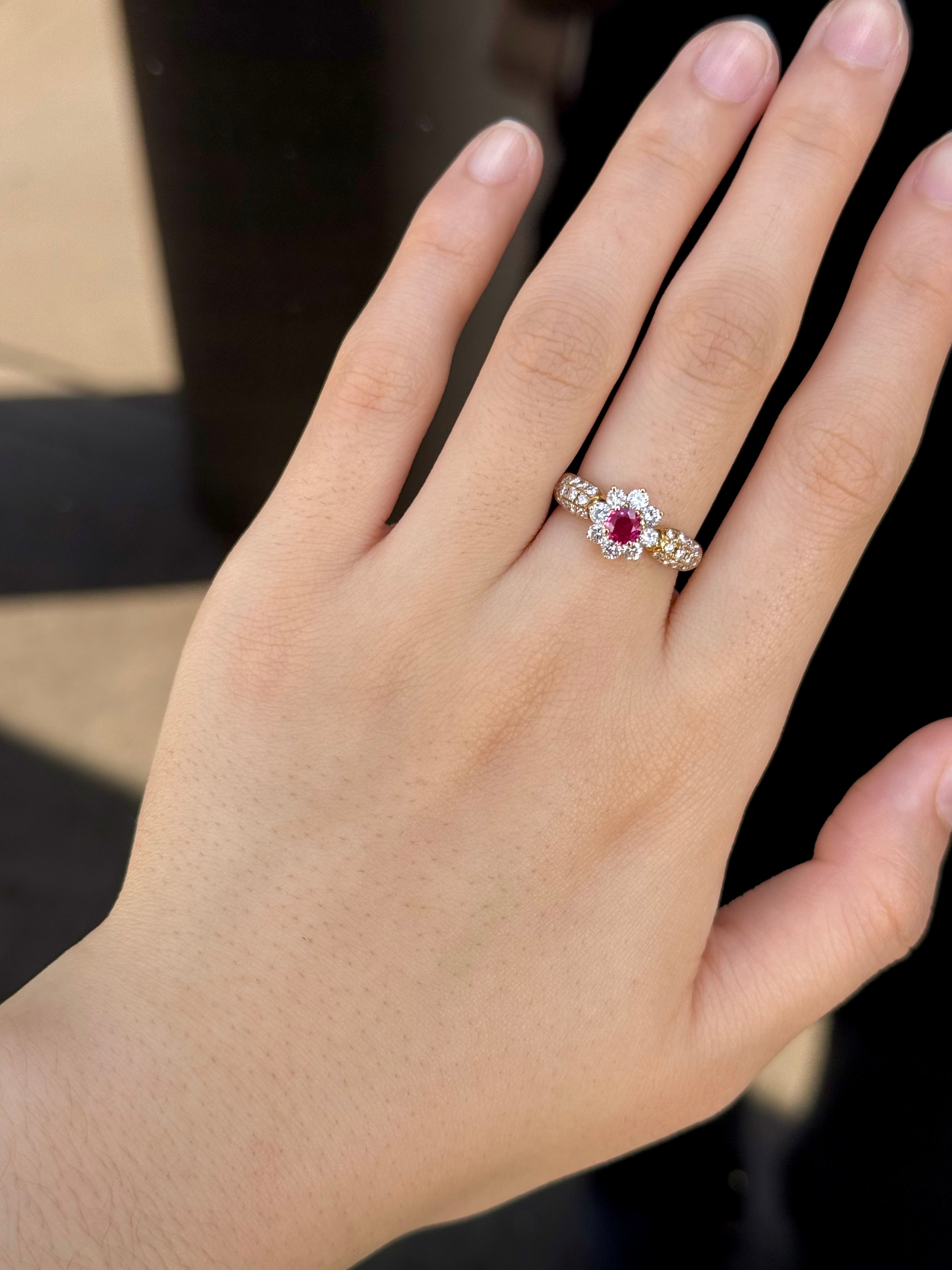 0.28CT Ruby Ring In 18K Yellow Gold