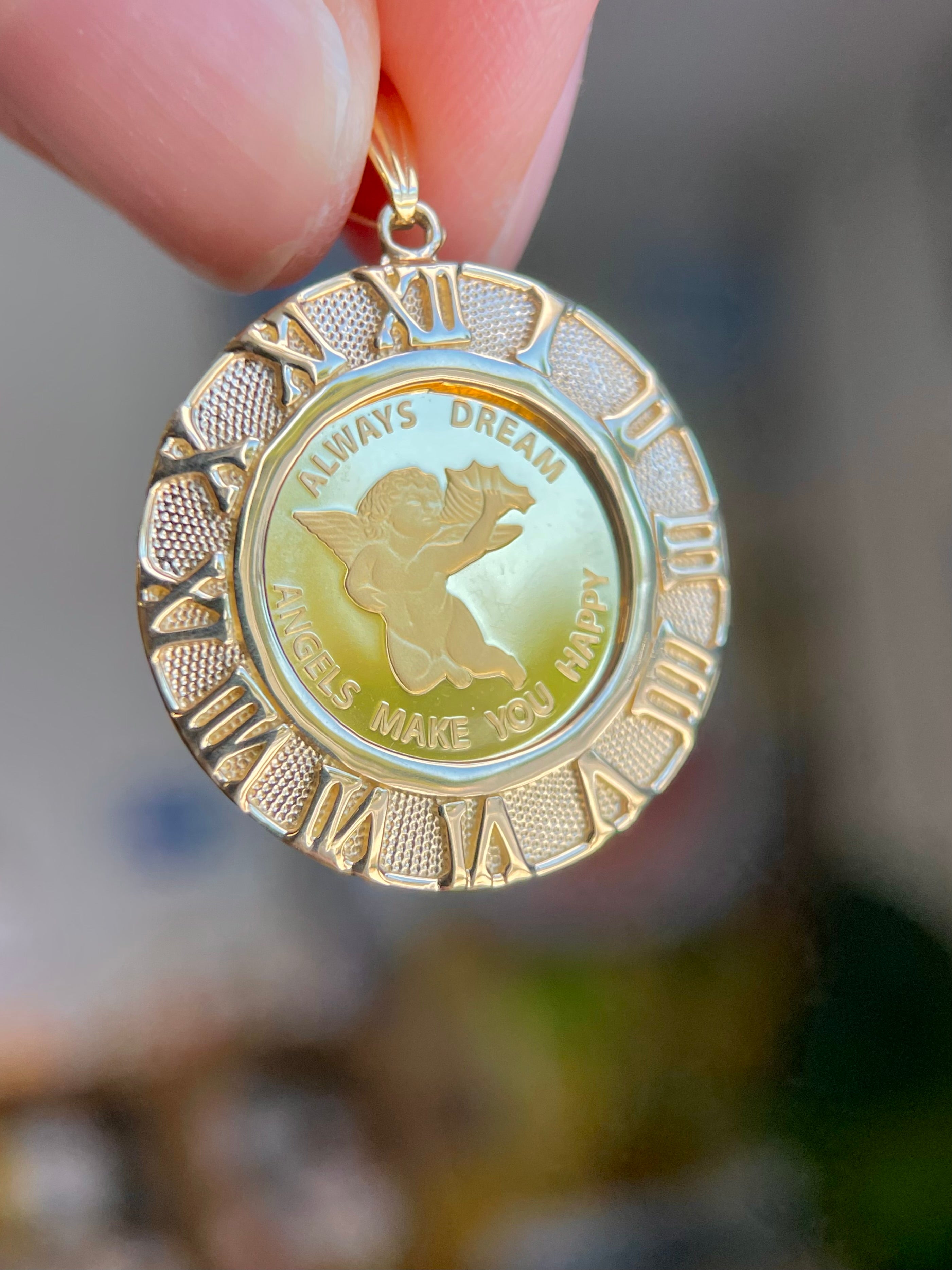 PAMP Suisse 24K Angel Gold Coin Pendant with 18K Gold Setting