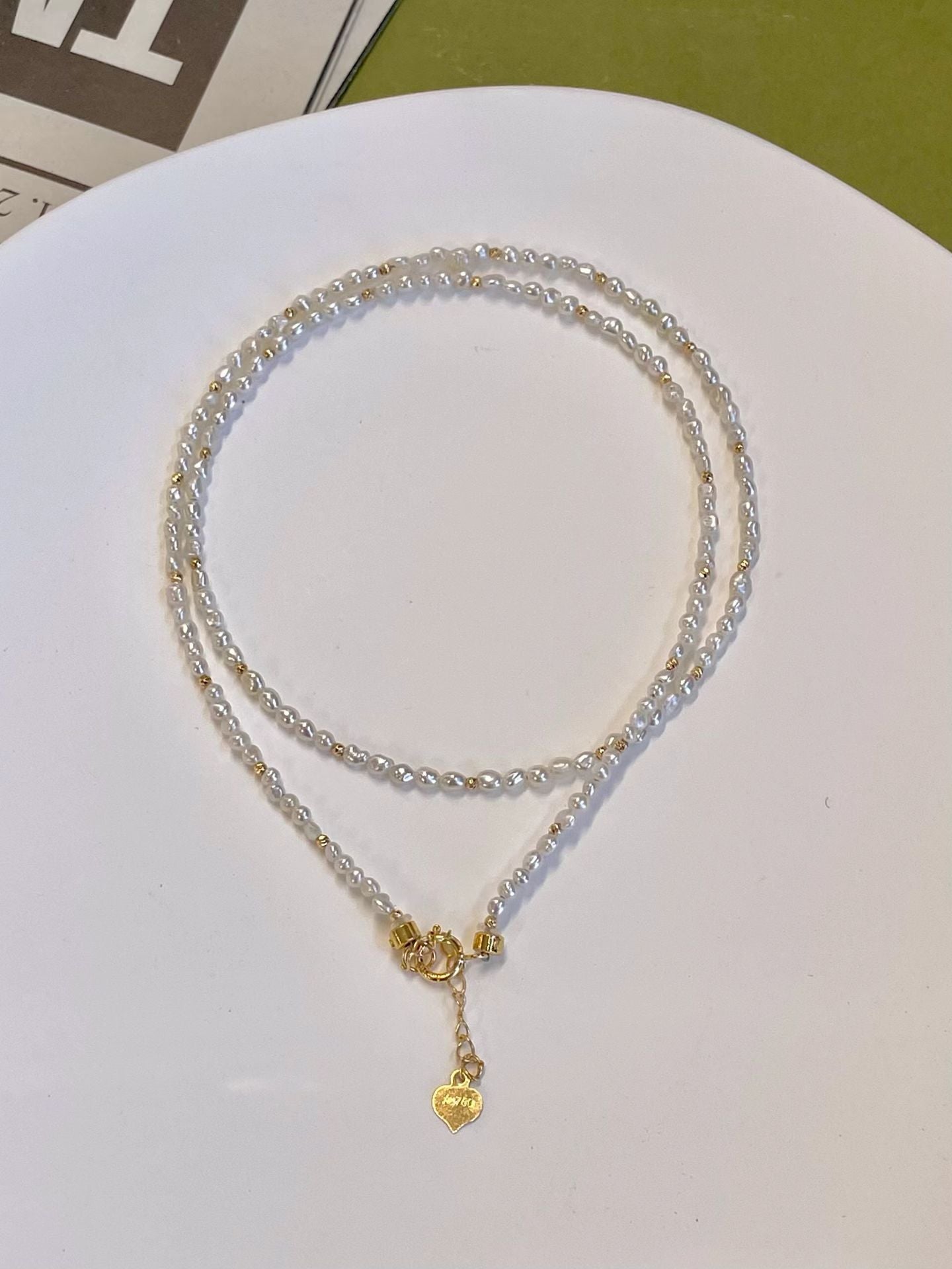 3mm Keshi Akoya Pearl Beaded Necklace in 18K