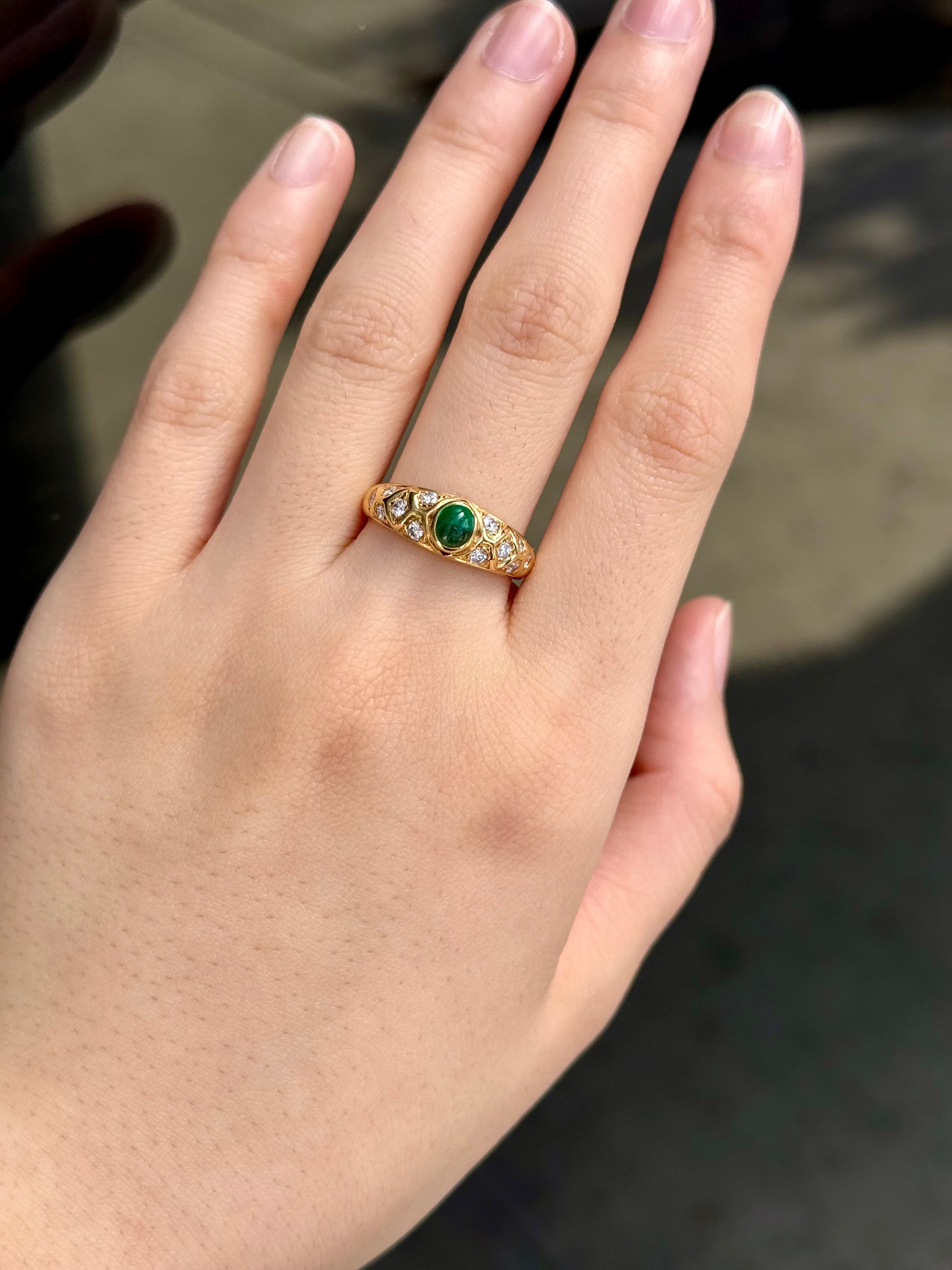 0.41CT Emerald Ring In 18K Yellow Gold