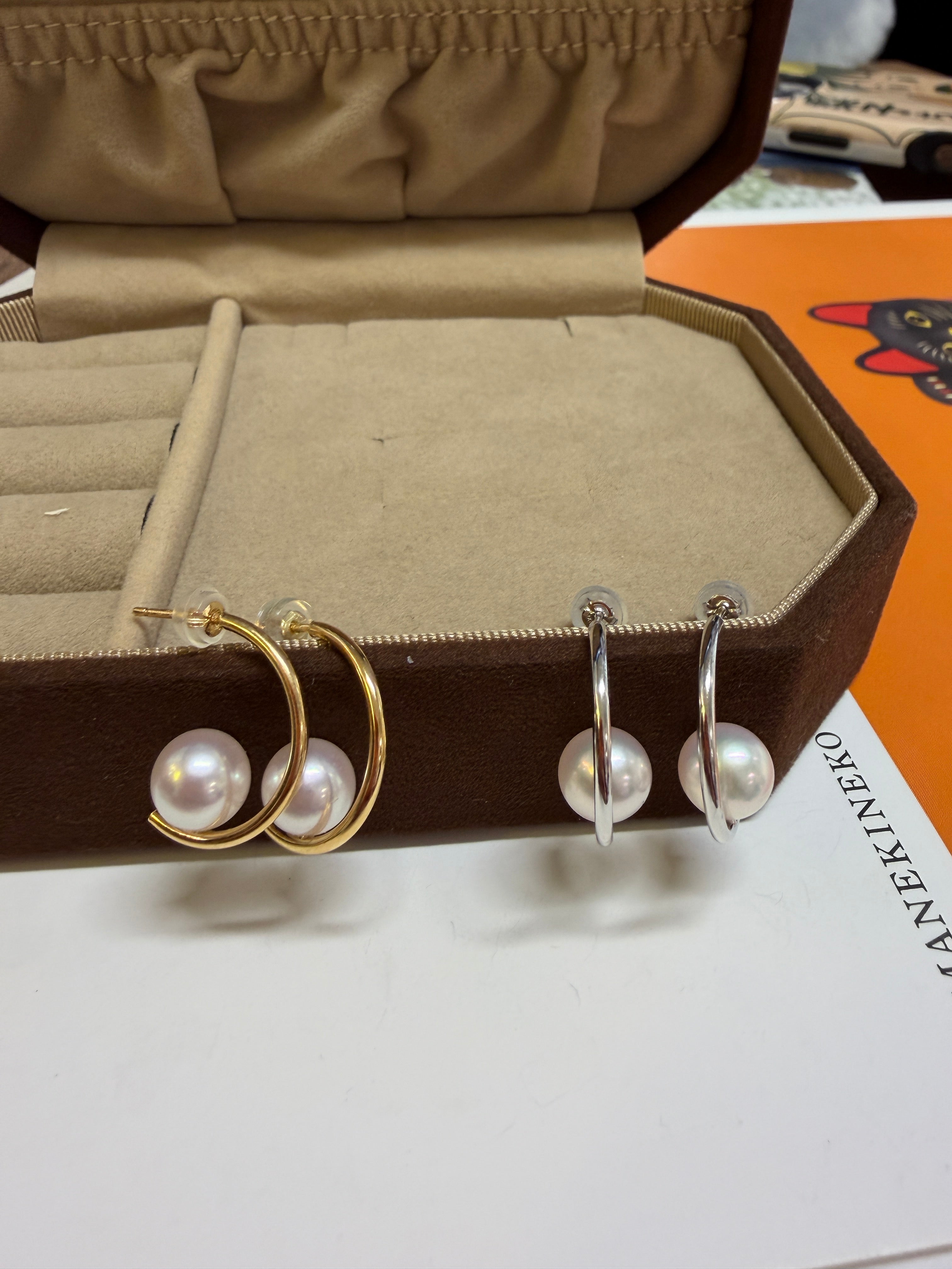 8mm Akoya Pearl Half Moon Earrings