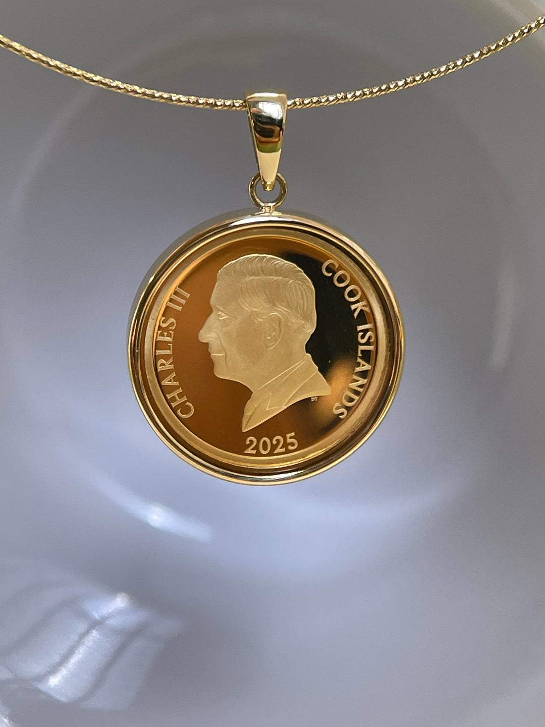 ⭐️24K Griffin Gold Coin Pendant with 18K Gold Bezel