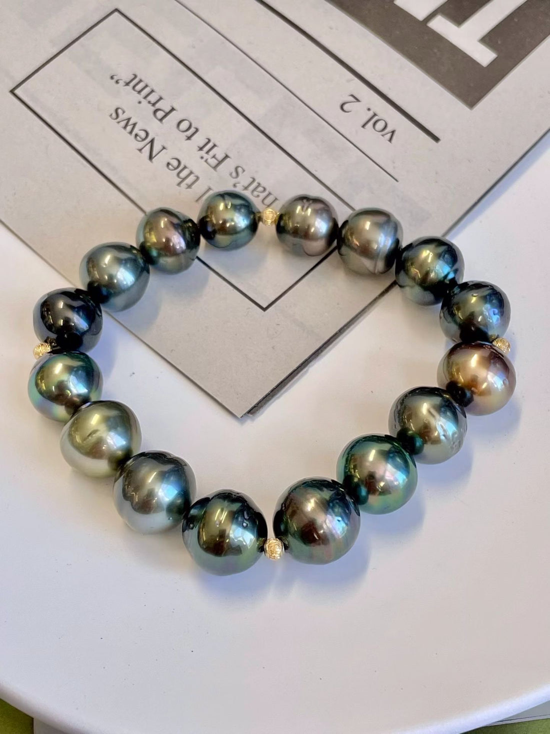 10-12mm Tahitian Cultured Pearl Bracelet in 18K