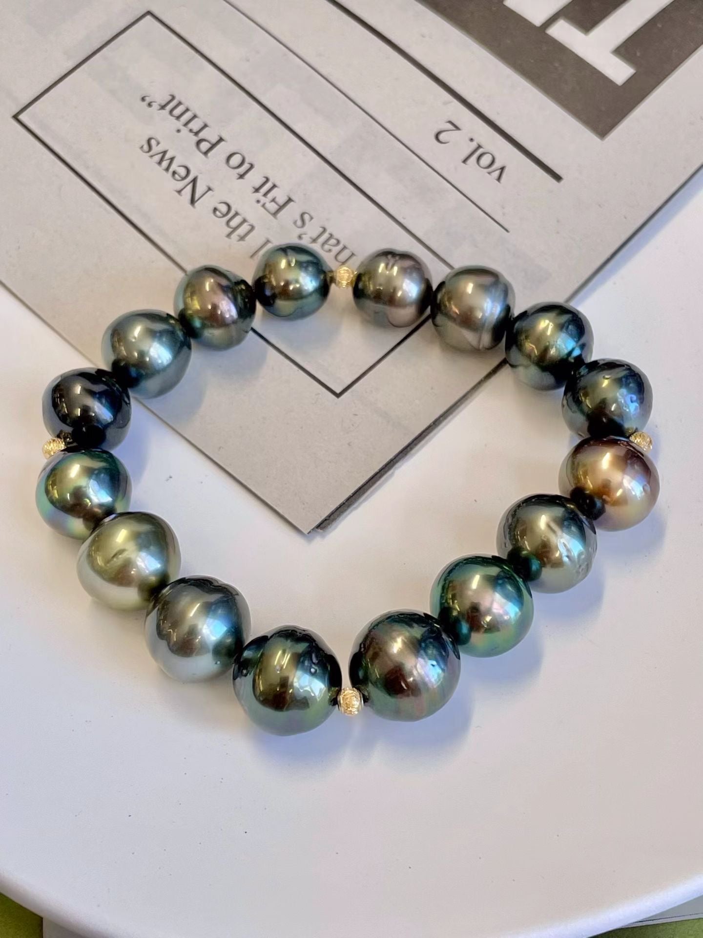 10-12mm Tahitian Cultured Pearl Bracelet in 18K