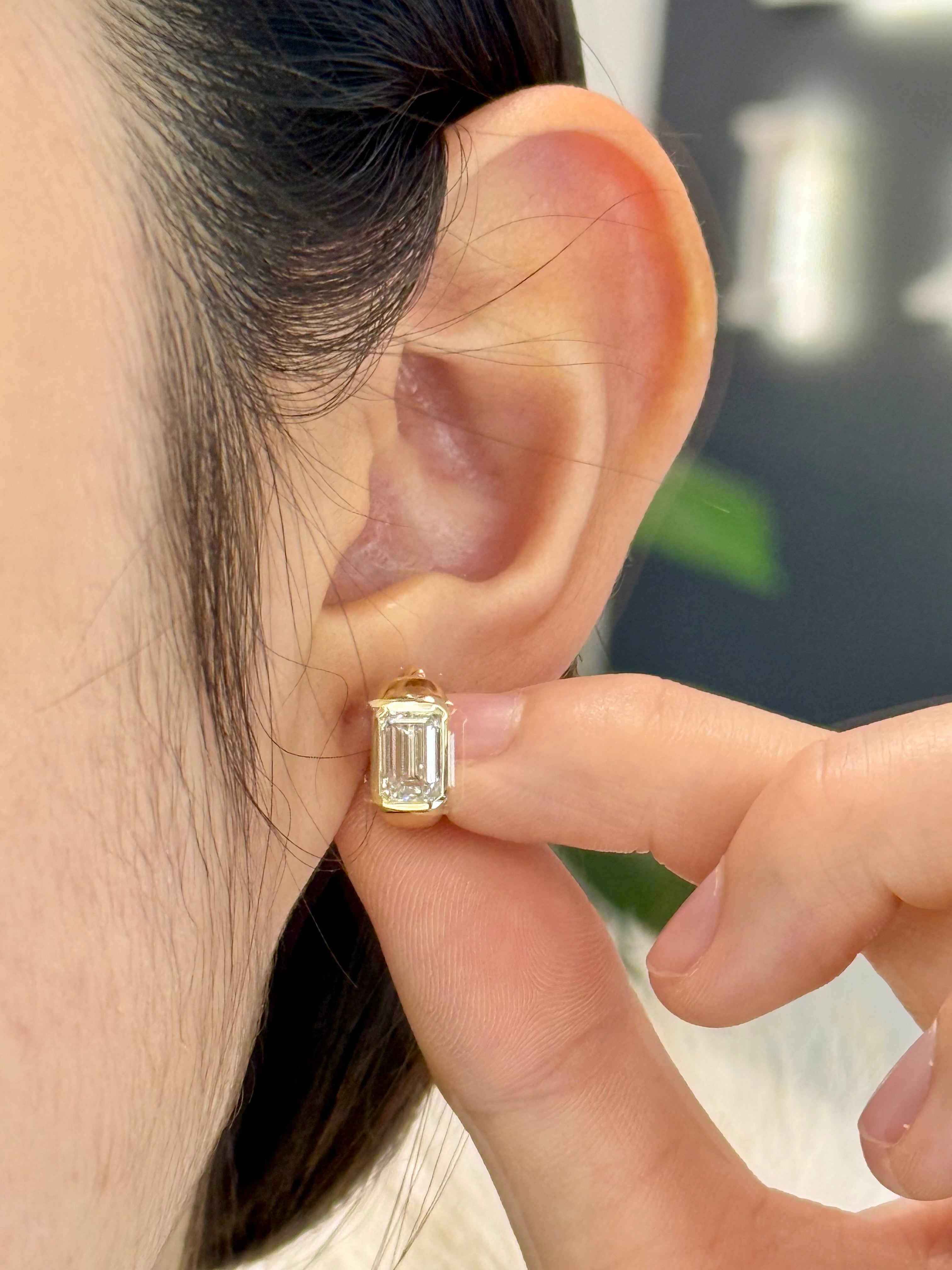 Emerald Cut Diamond Hoop Earrings 2CT