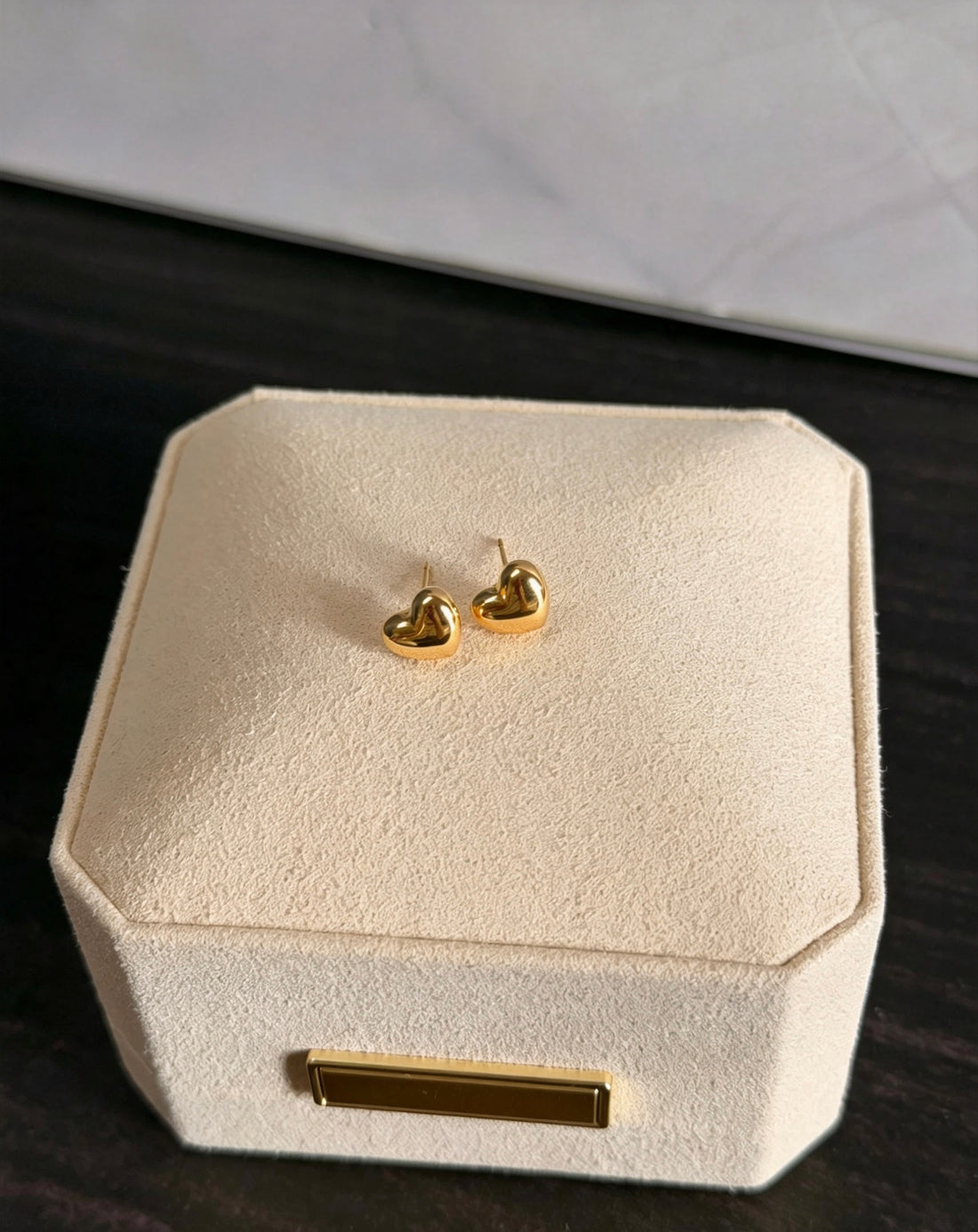 K18 Puffy Heart Stud Earrings