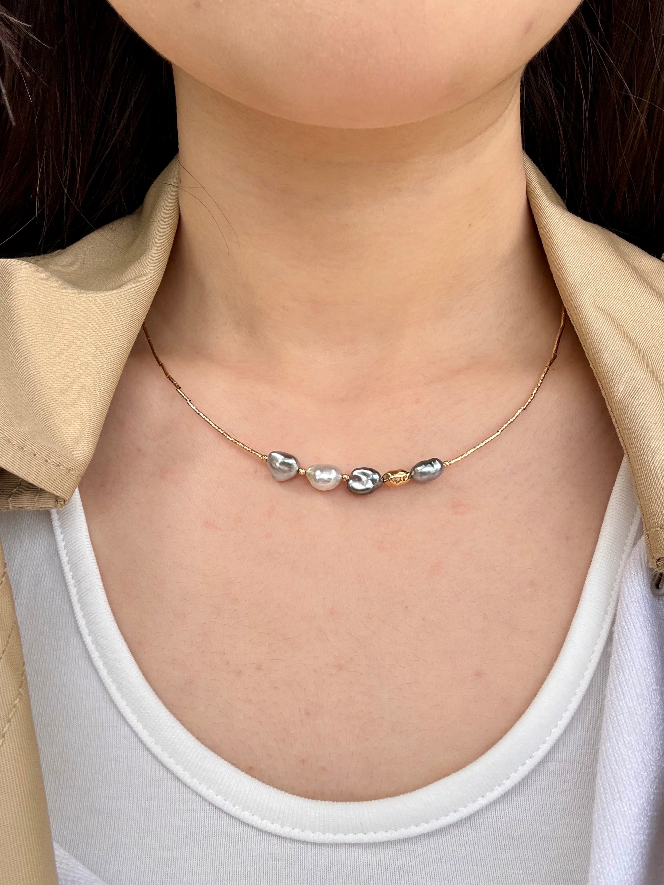 South Sea Keshi Pearl Collar Necklace