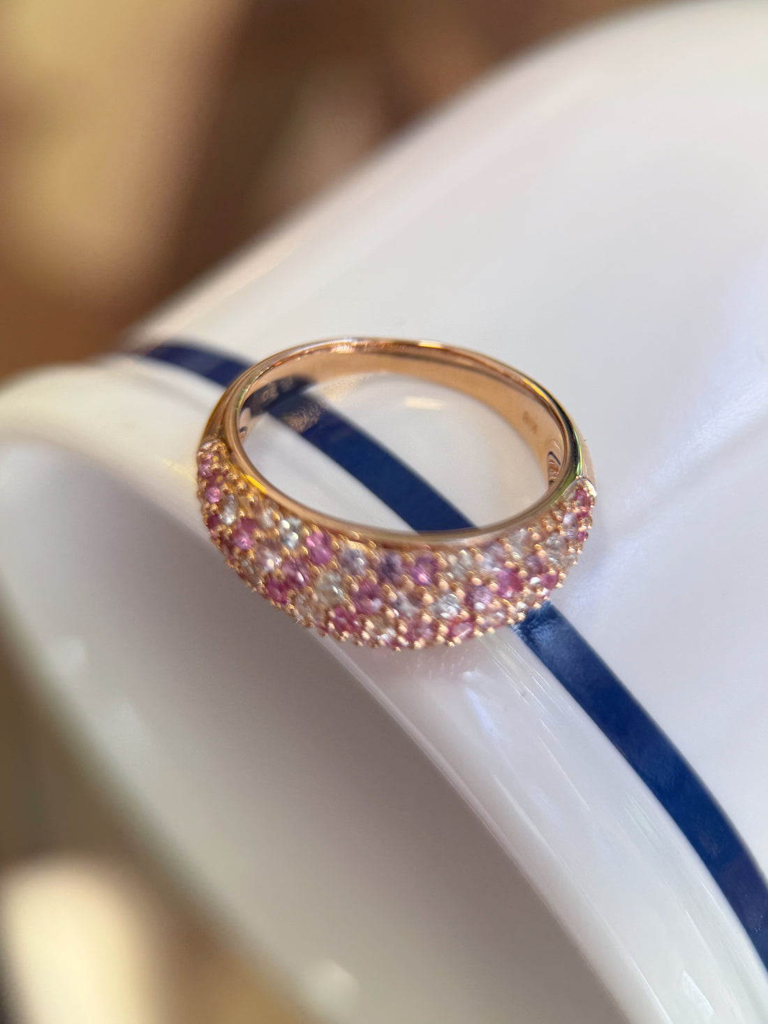 K18 Gold Pink Sapphire Pavé Dome Ring, 1.5ct