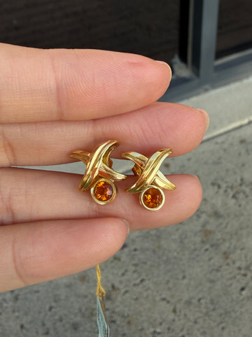 K18 Yellow Gold Yellow Sapphire Sculptural Stud Earrings