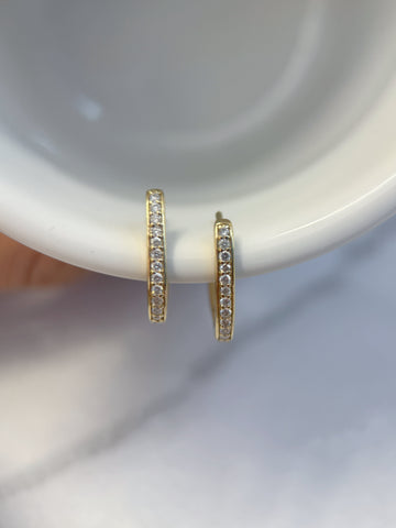 K14 Yellow Gold Natural Diamond Pavé Hoop Earrings
