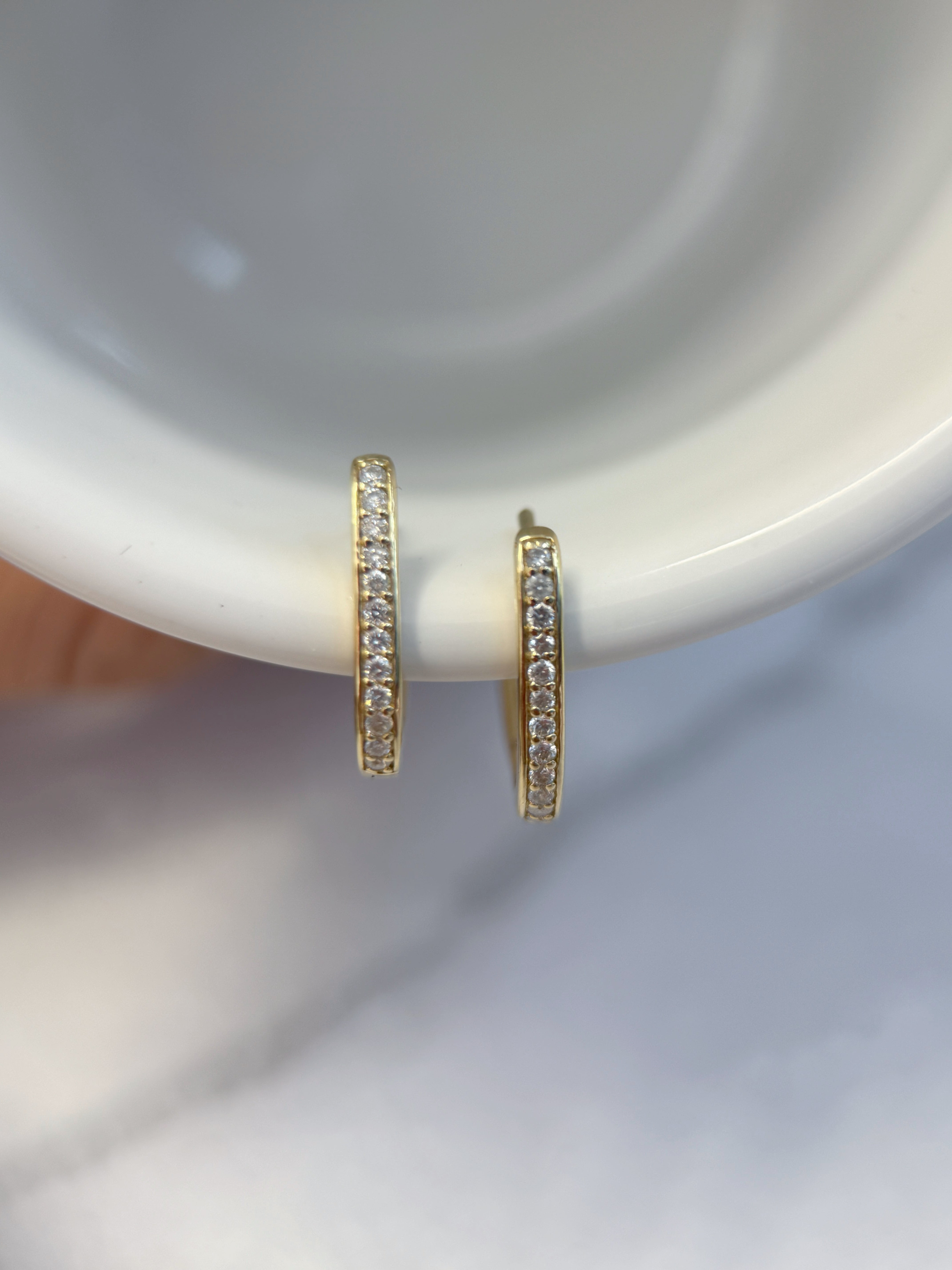K14 Yellow Gold Natural Diamond Pavé Hoop Earrings