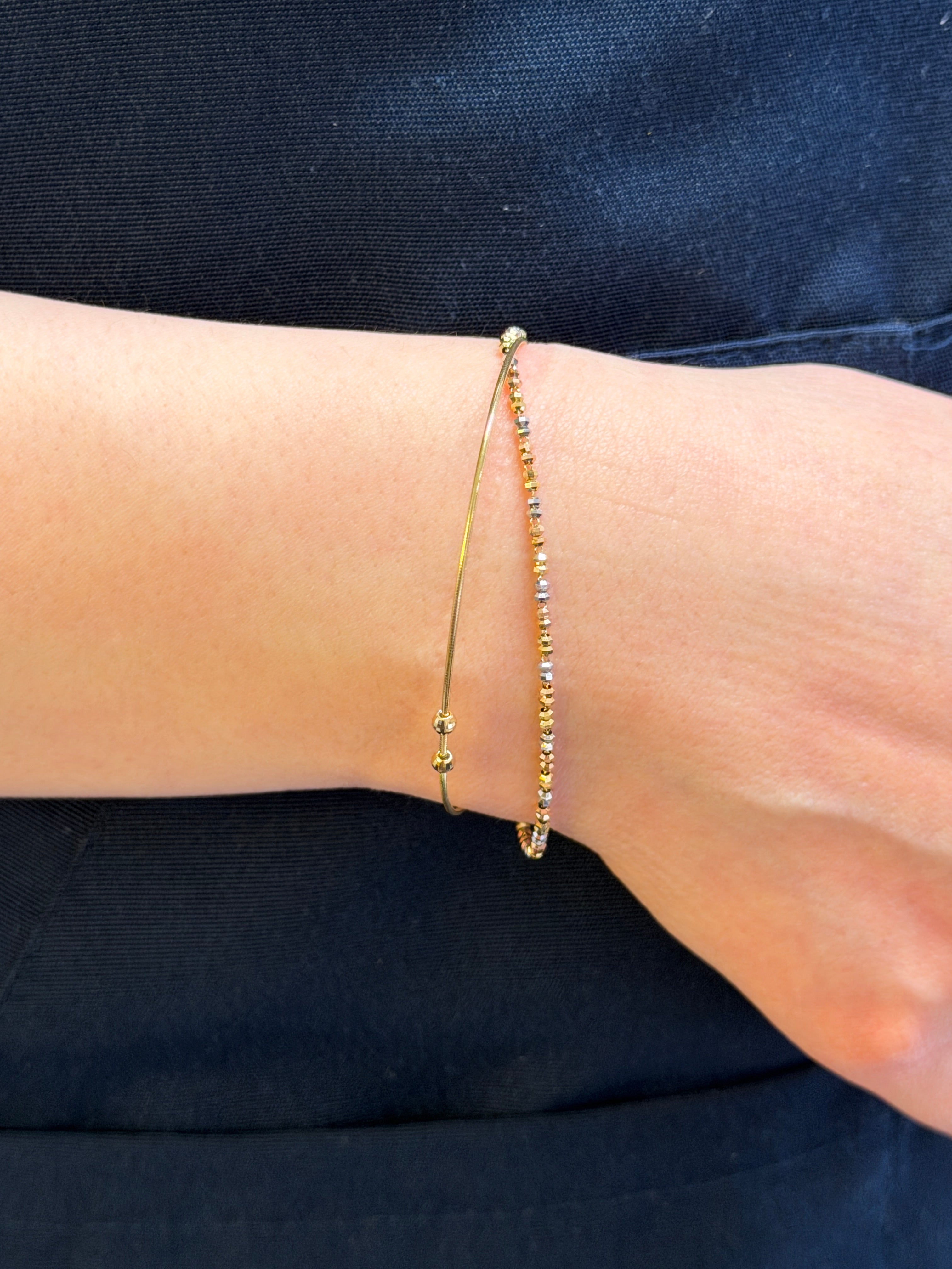 Double Circle Spring Bracelet In 18K Yellow&White&Rose Gold