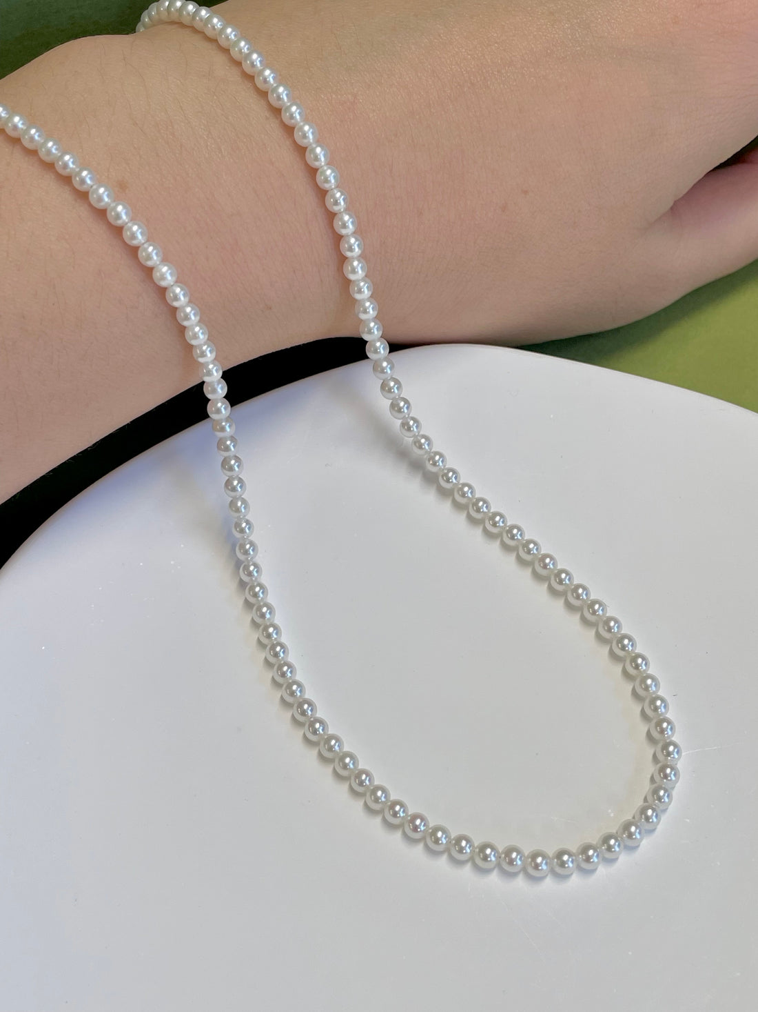 Certified White Japanese Akoya Pearl Necklace, 3-3.5mm - AAA Quality