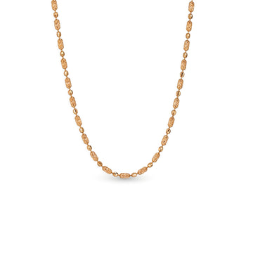 18K Rose Gold Diamond-Cut Bead Chain Necklace | 17.8"/19.7"