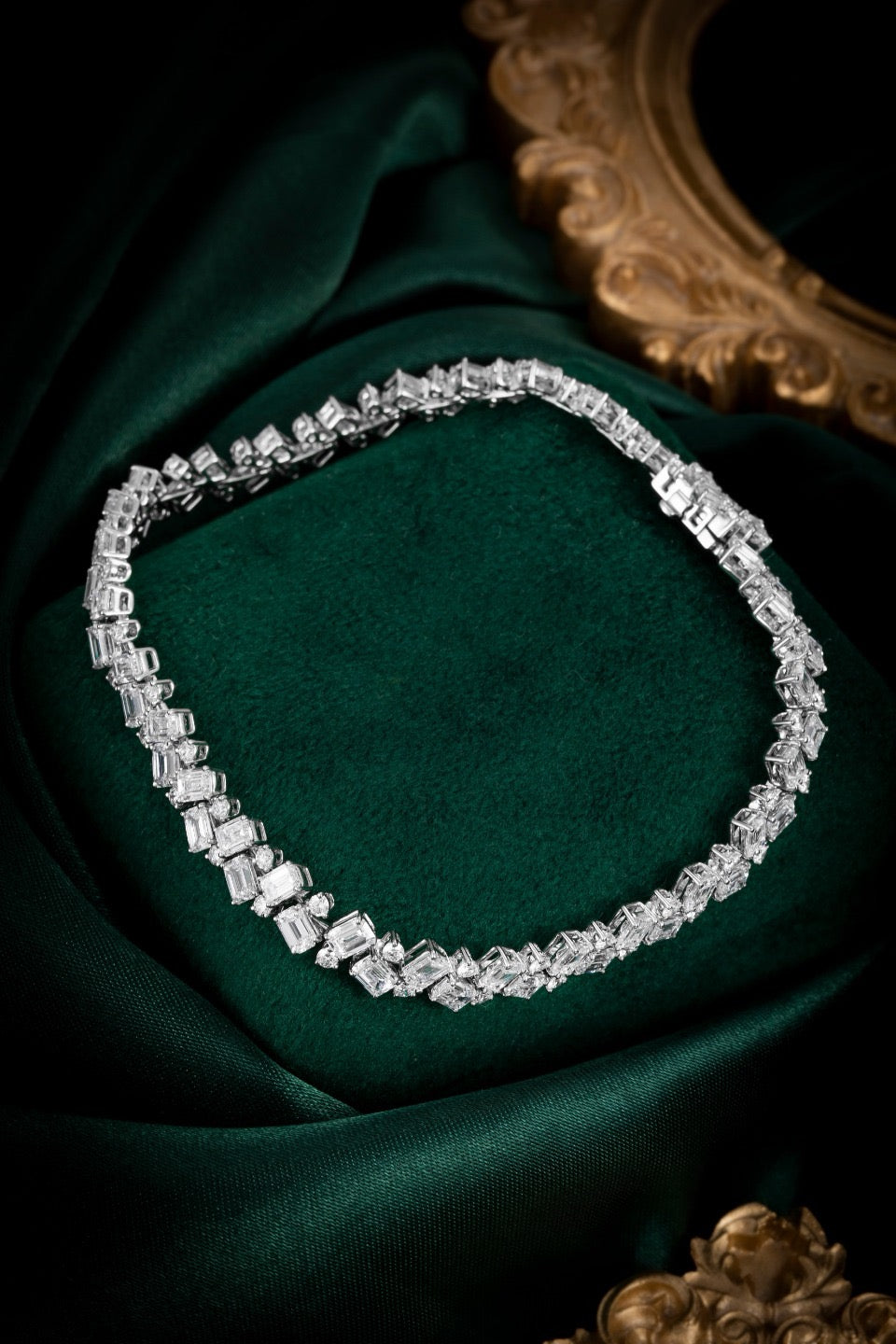 Alternating Emerald & Round Diamond Tennis Bracelet 12.77CT