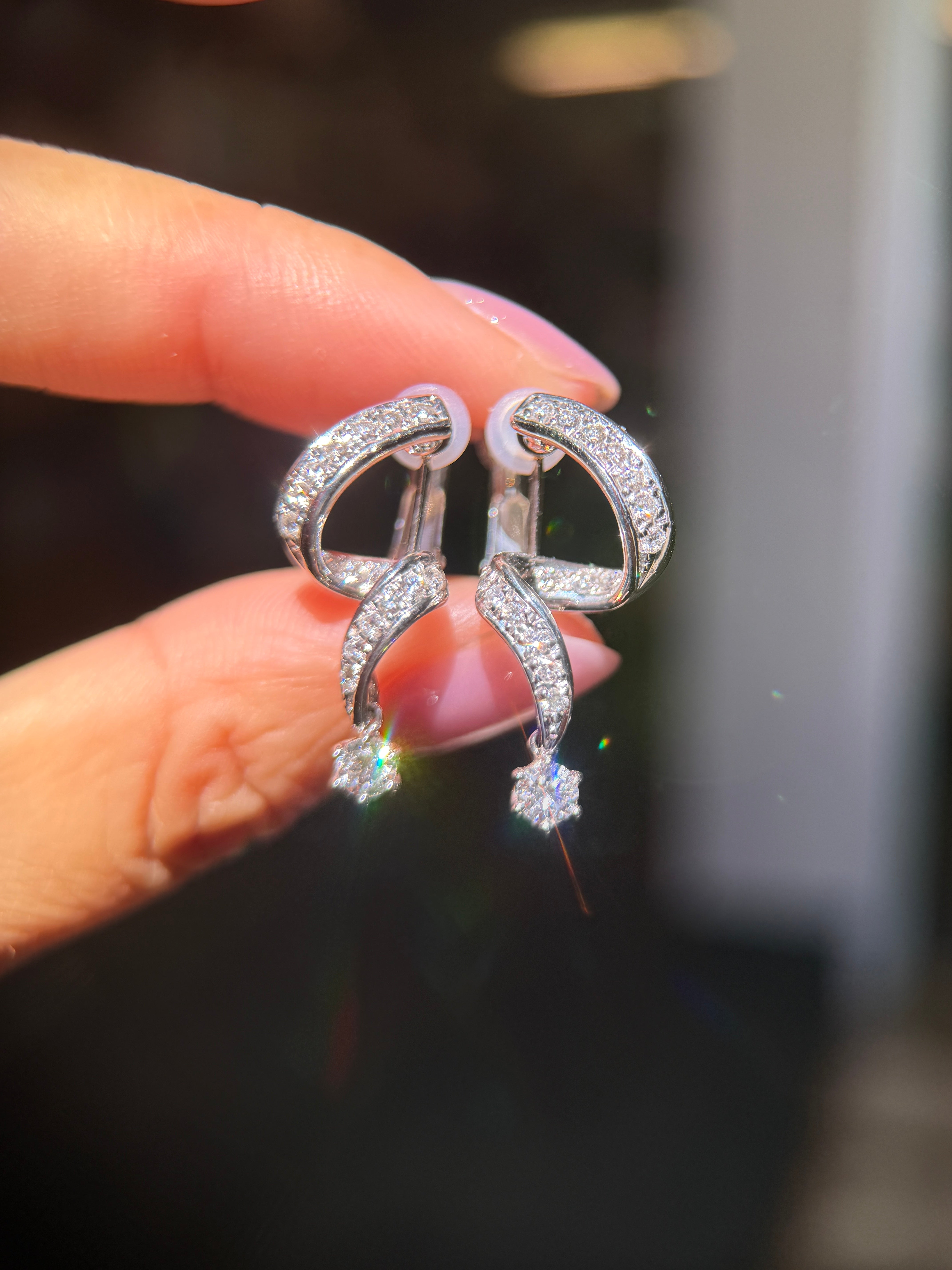 PT900 Platinum Twisted Ribbon Diamond Clip Earrings(0.78ct/p)