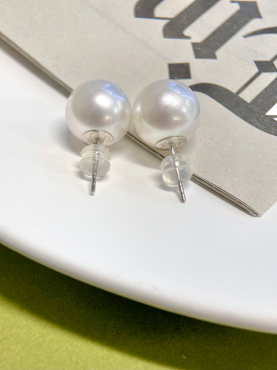 Certified 12.5mm White Southsea Cultured Pearl Stud Earring