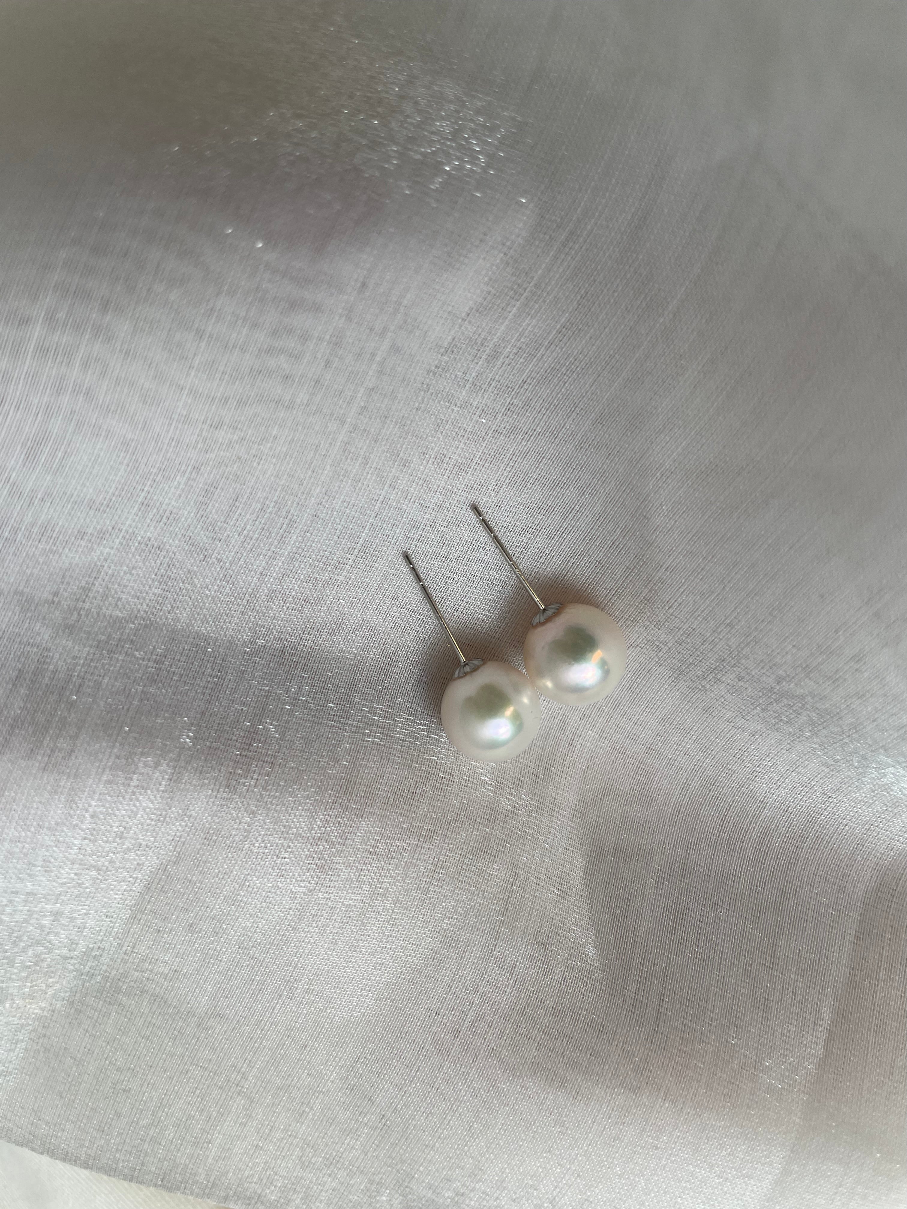 8-8.5mm Akoya Earrings in 18k Y/W Gold