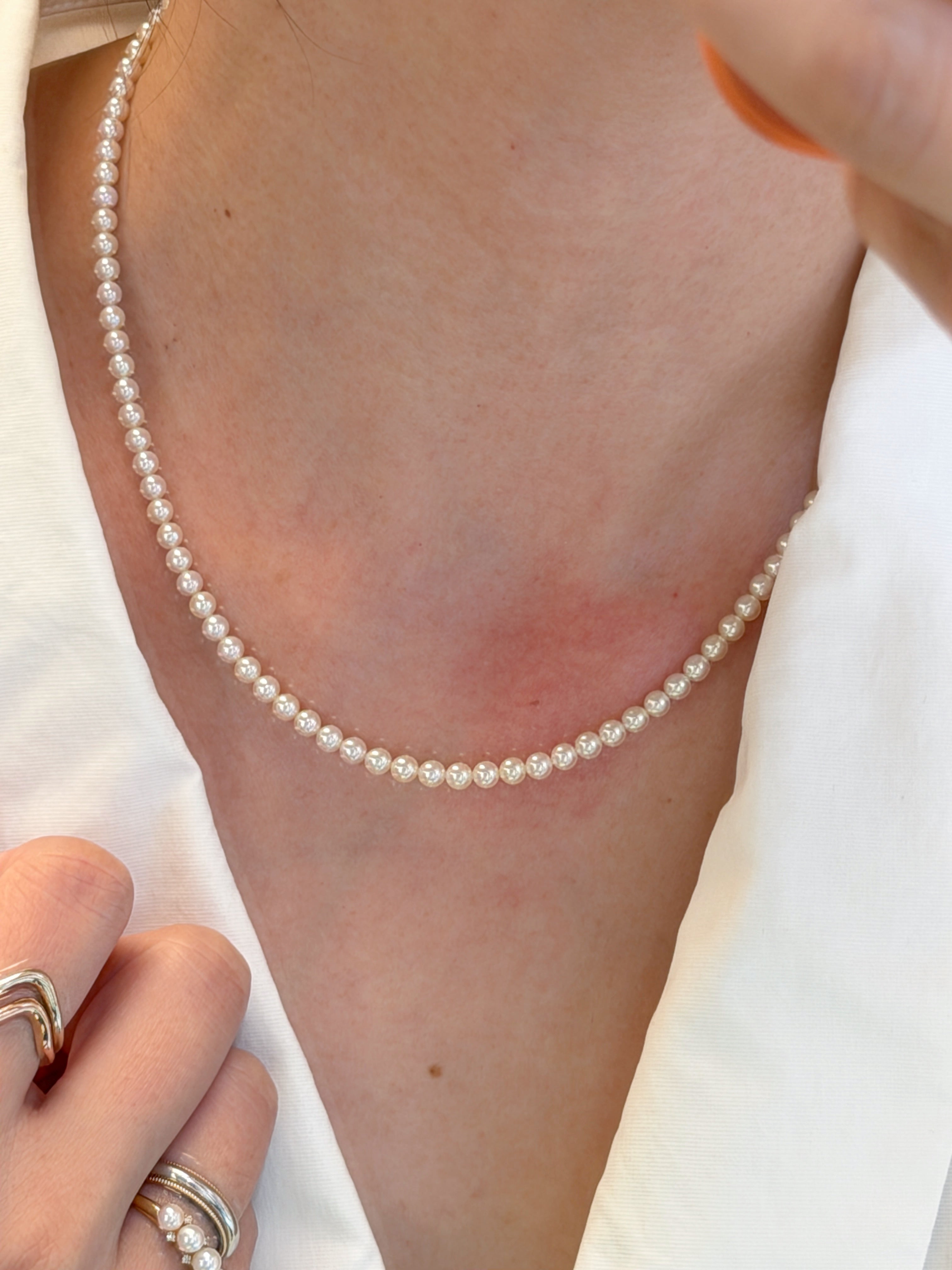 3.5-4mm Japanese Akoya Light Golden Pearl Necklace - AAA Quality