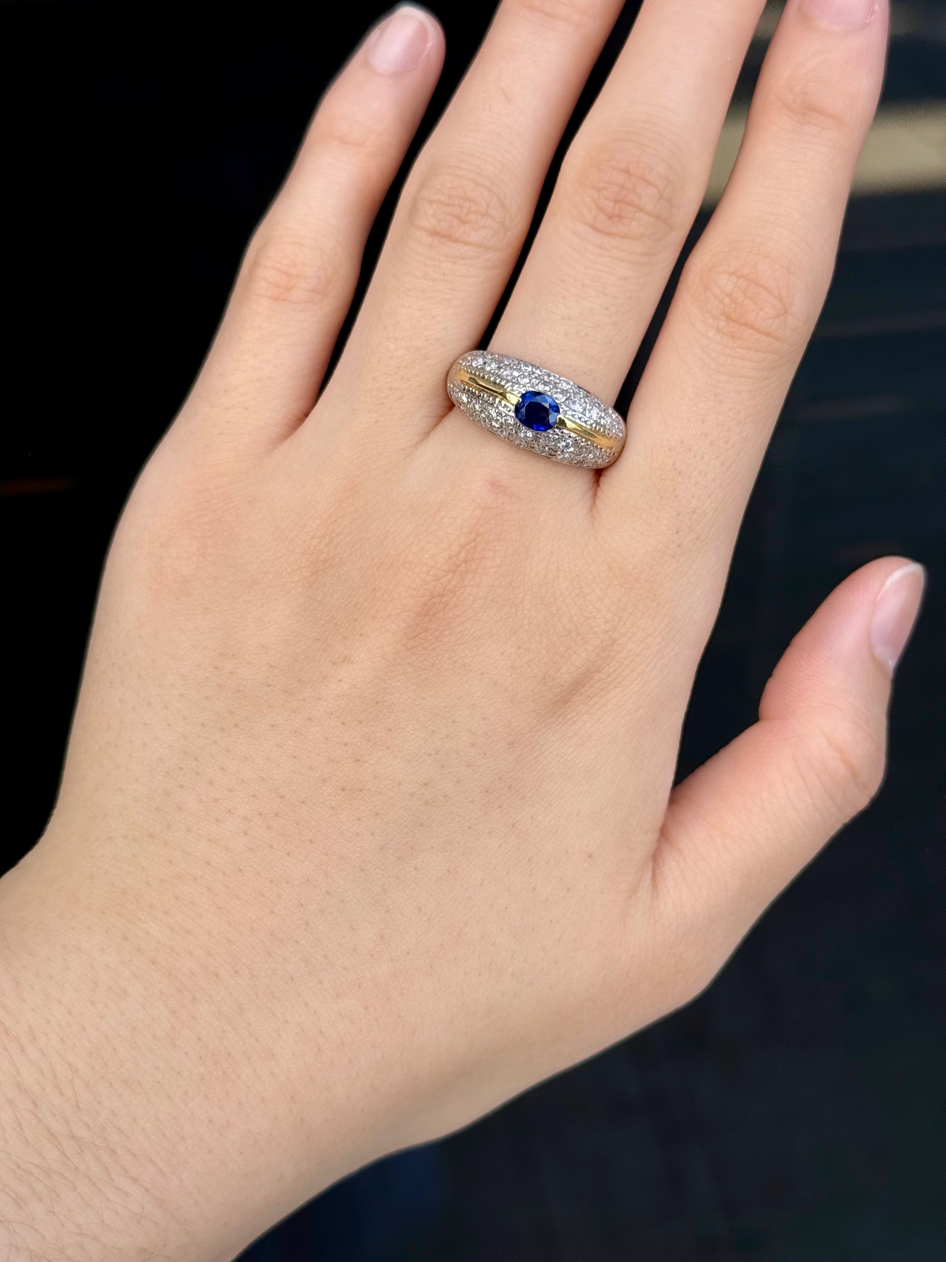 Sapphire Ring In PT900&18K Yellow Gold
