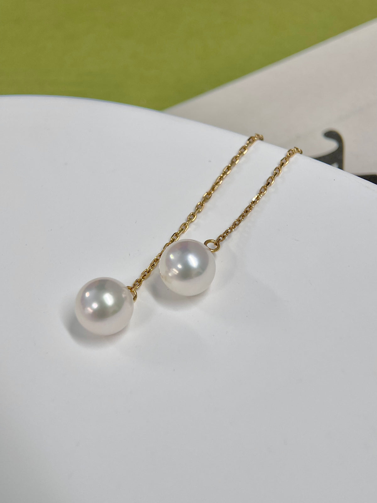 Certified 7.5-8mm Akoya Cultured Pearl Earrings in 18k Yellow Gold