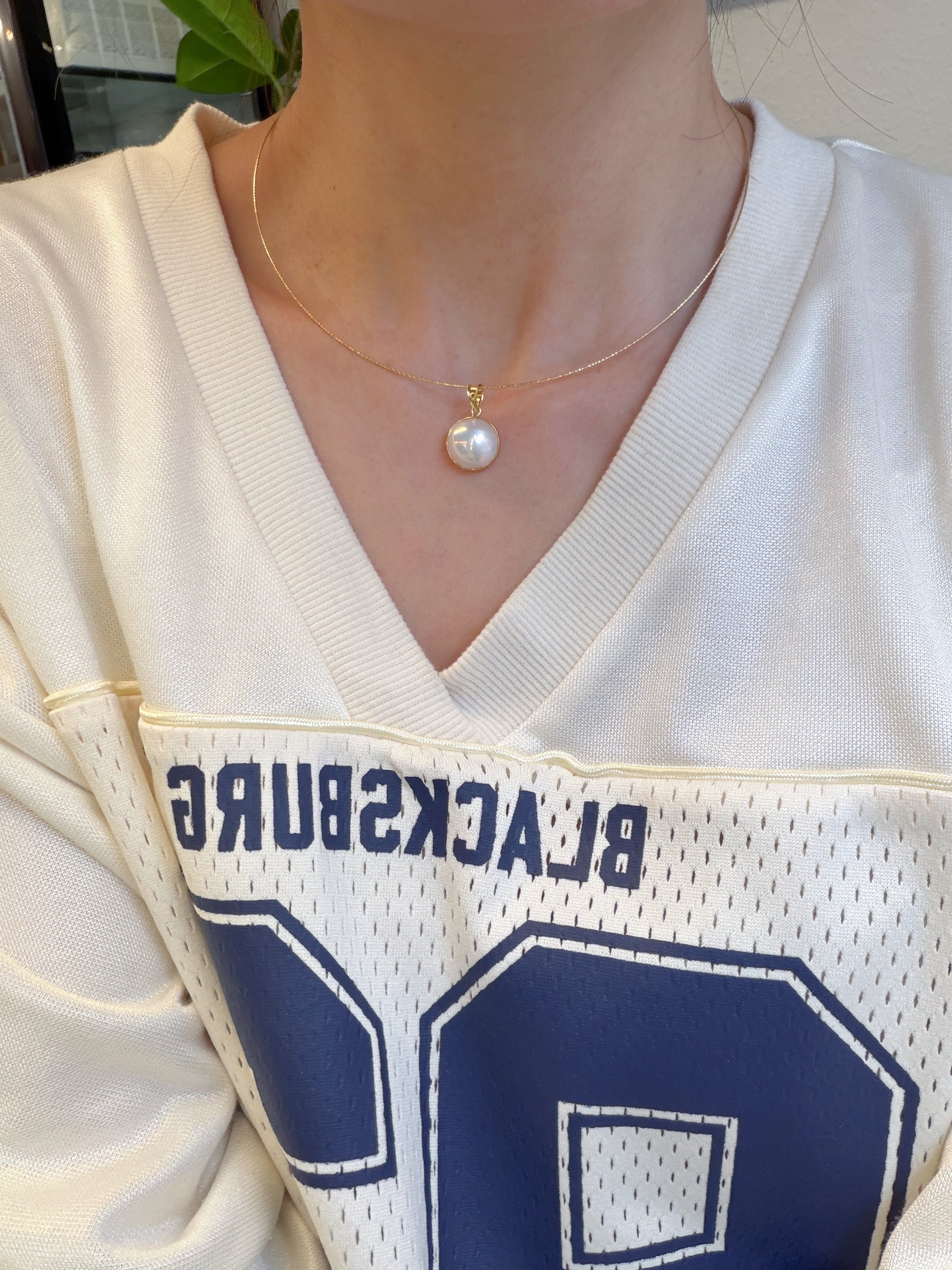 K18 Yellow Gold 13mm Mabe Pearl Pendant (Pendant Only）