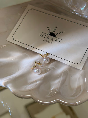 K18 Akoya Pearl & Diamond Cherry Earrings – 18K Yellow Gold