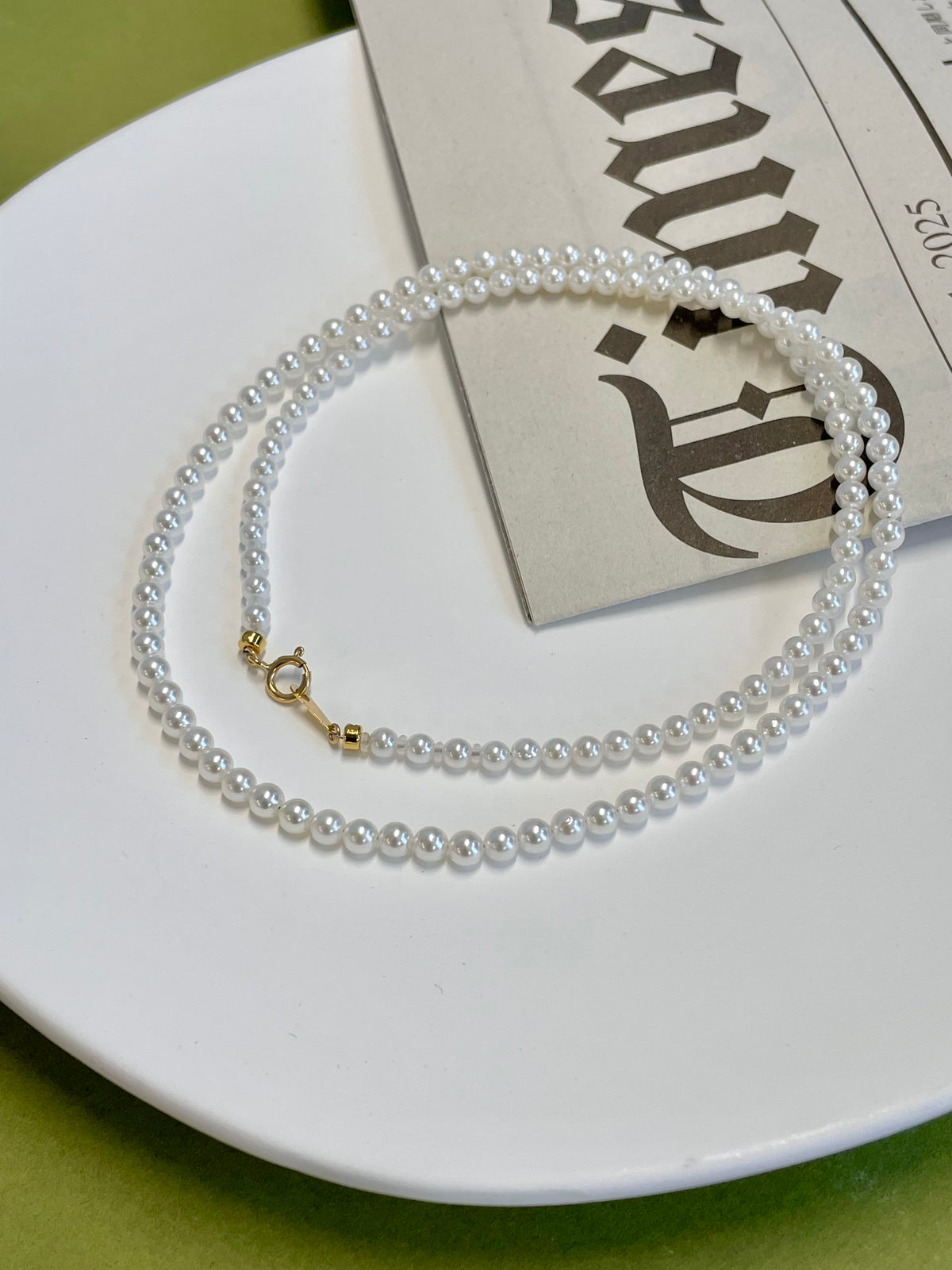 Certified White Japanese Akoya Pearl Necklace, 3-3.5mm - AAA Quality