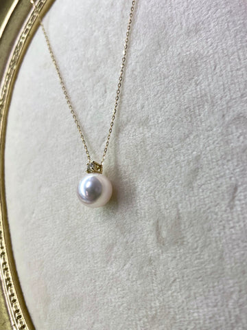 8-8.5mm Akoya Cultured Pearl Necklace In 18K Yellow Gold
