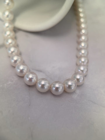 Certified 8-8.5mm Japanese Akoya White Pearl Necklace - AAA Quality
