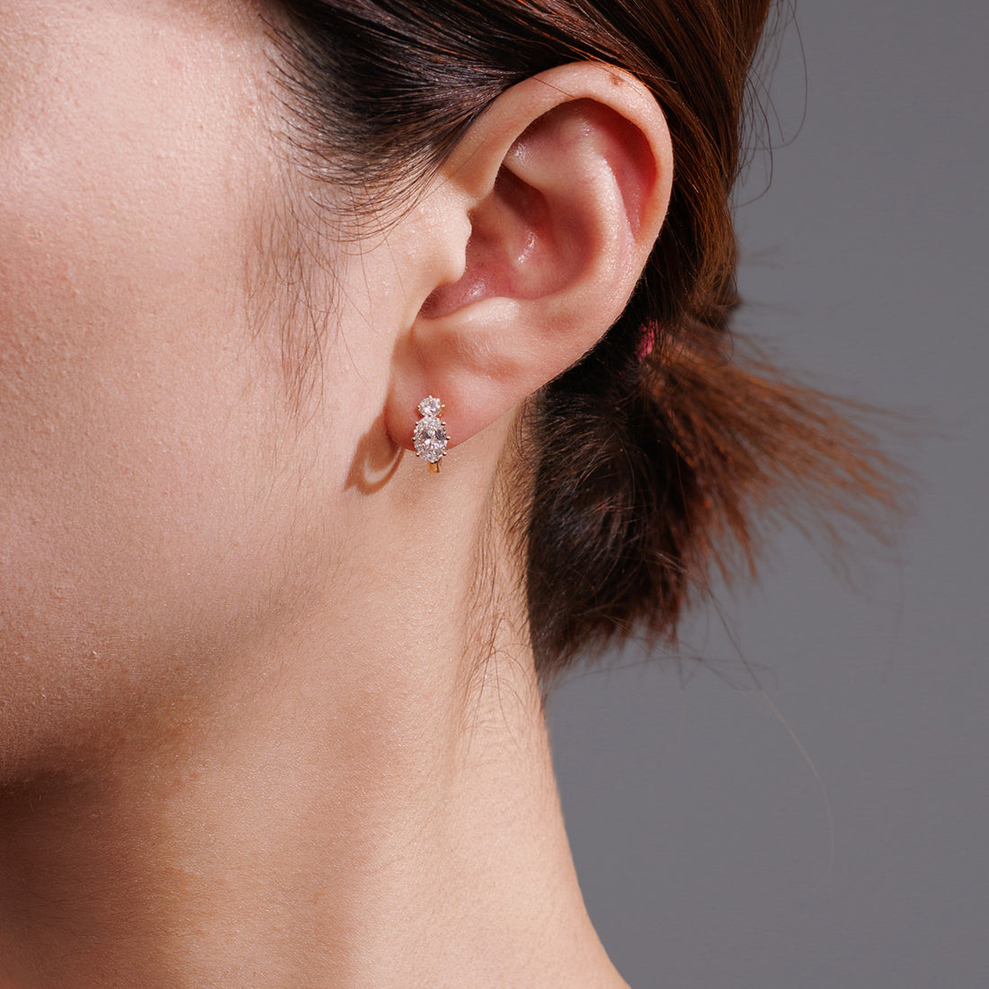 Round Lab-Grown Diamond Two-Stone Huggie Earrings