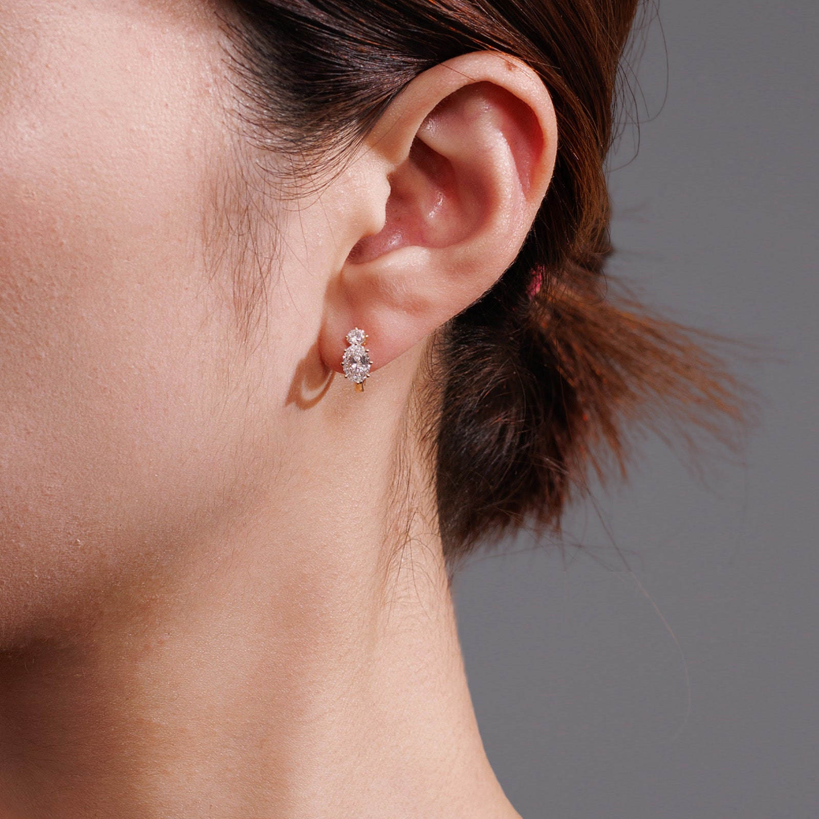 Round Lab-Grown Diamond Two-Stone Huggie Earrings
