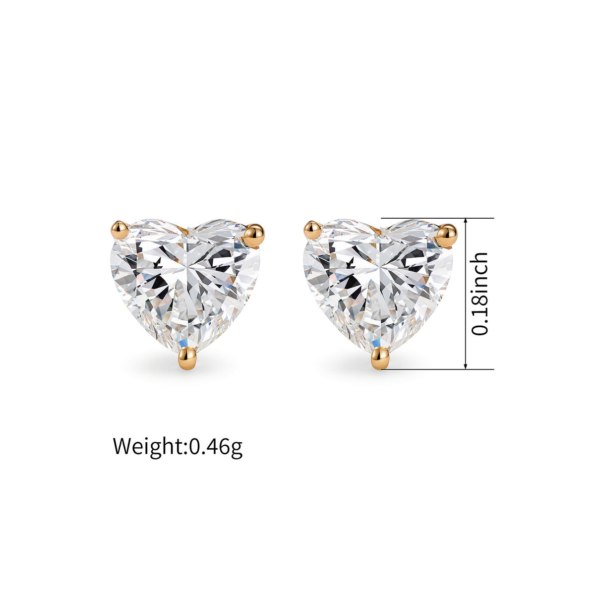⭐️0.64CT Lab Diamond Heart Stud Earrings in 14K Gold