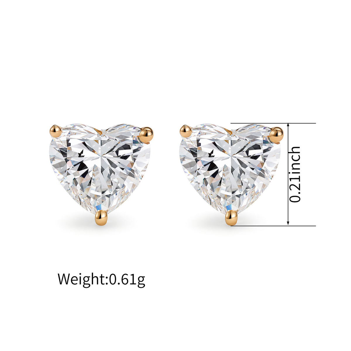⭐️1CT Lab Diamond Heart Stud Earrings in 14K Gold
