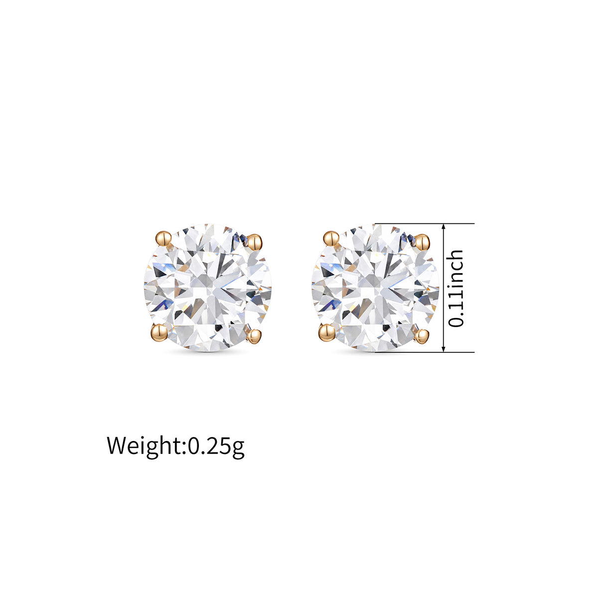 ⭐️0.2CT Lab Diamond Round Stud Earrings in 14K