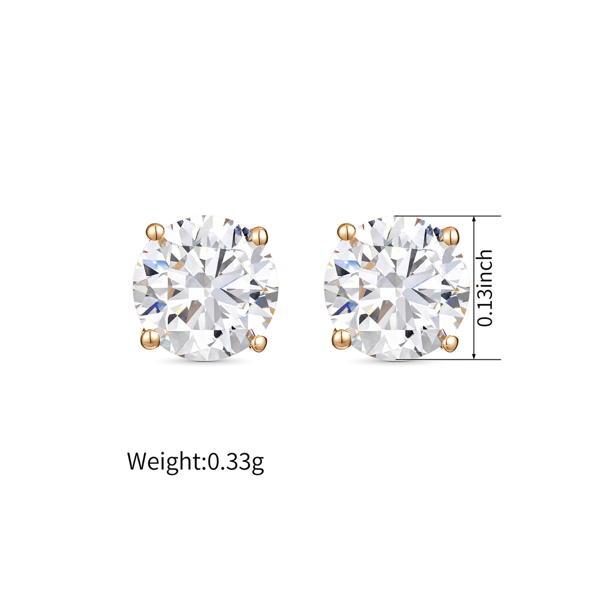 0.3CT Lab Diamond Round Stud Earrings in 14K